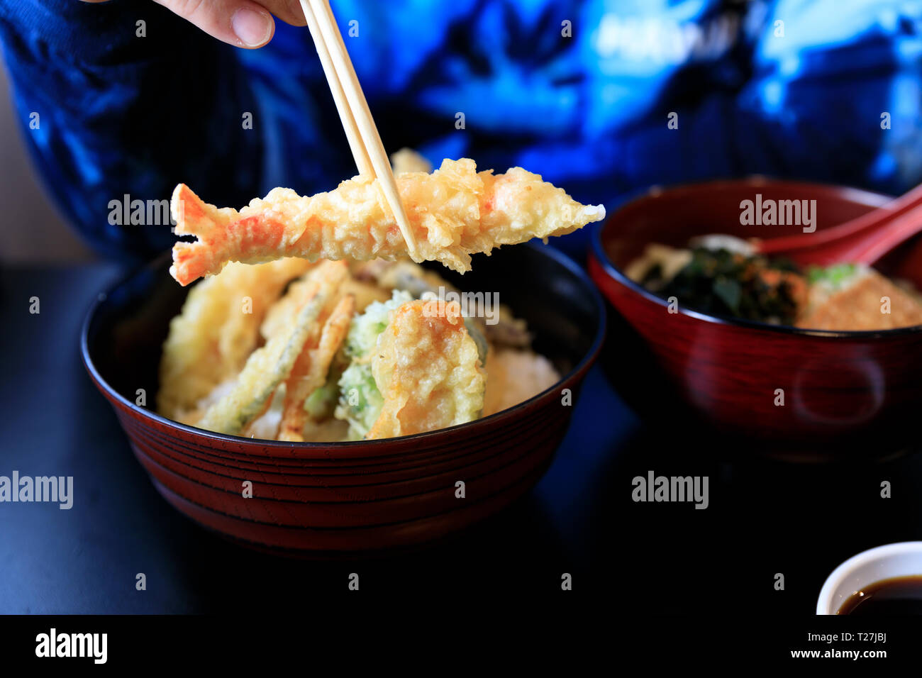 Japanese food, tempura on rice Stock Photo - Alamy