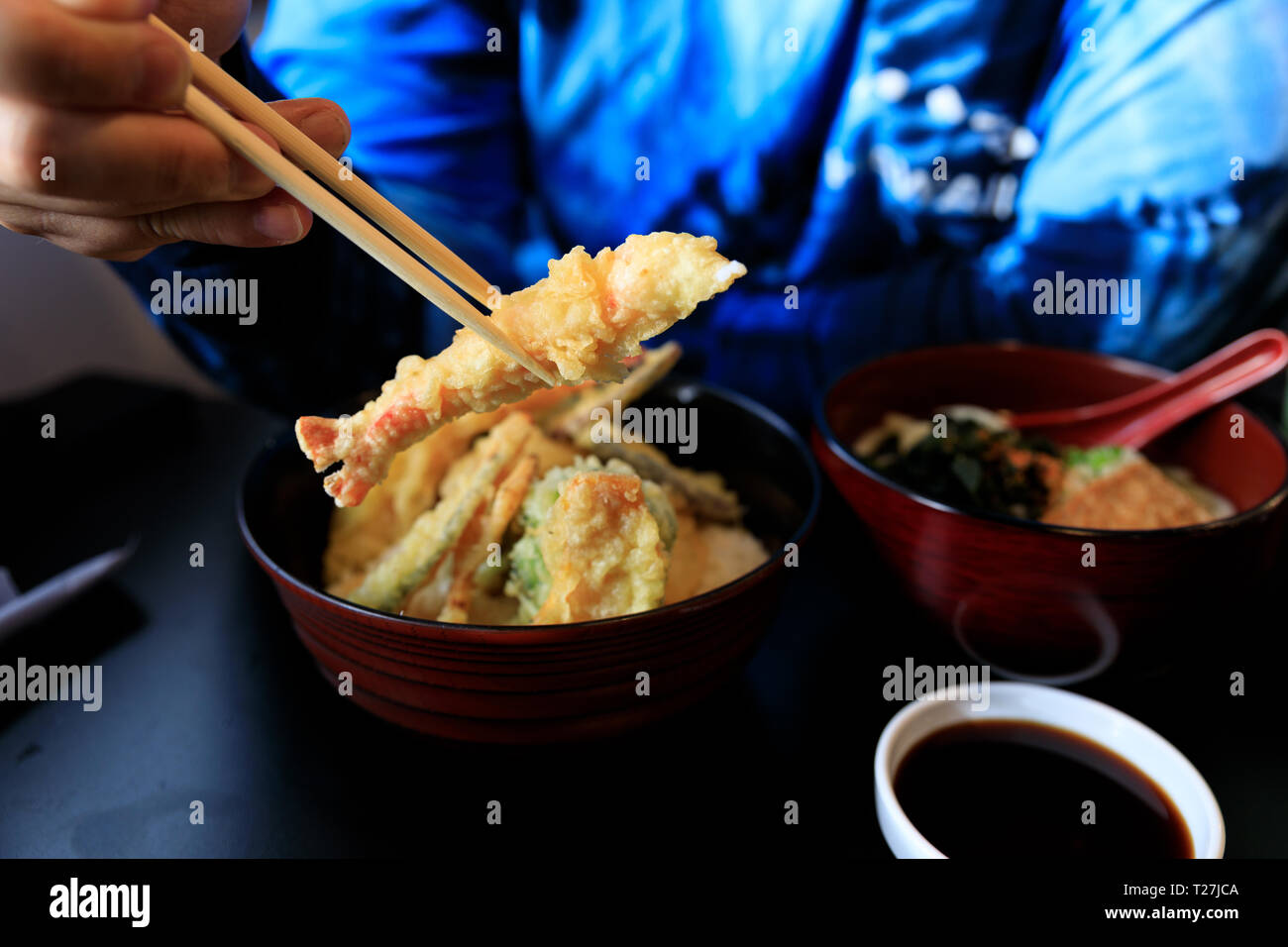 Japanese food, tempura on rice Stock Photo - Alamy