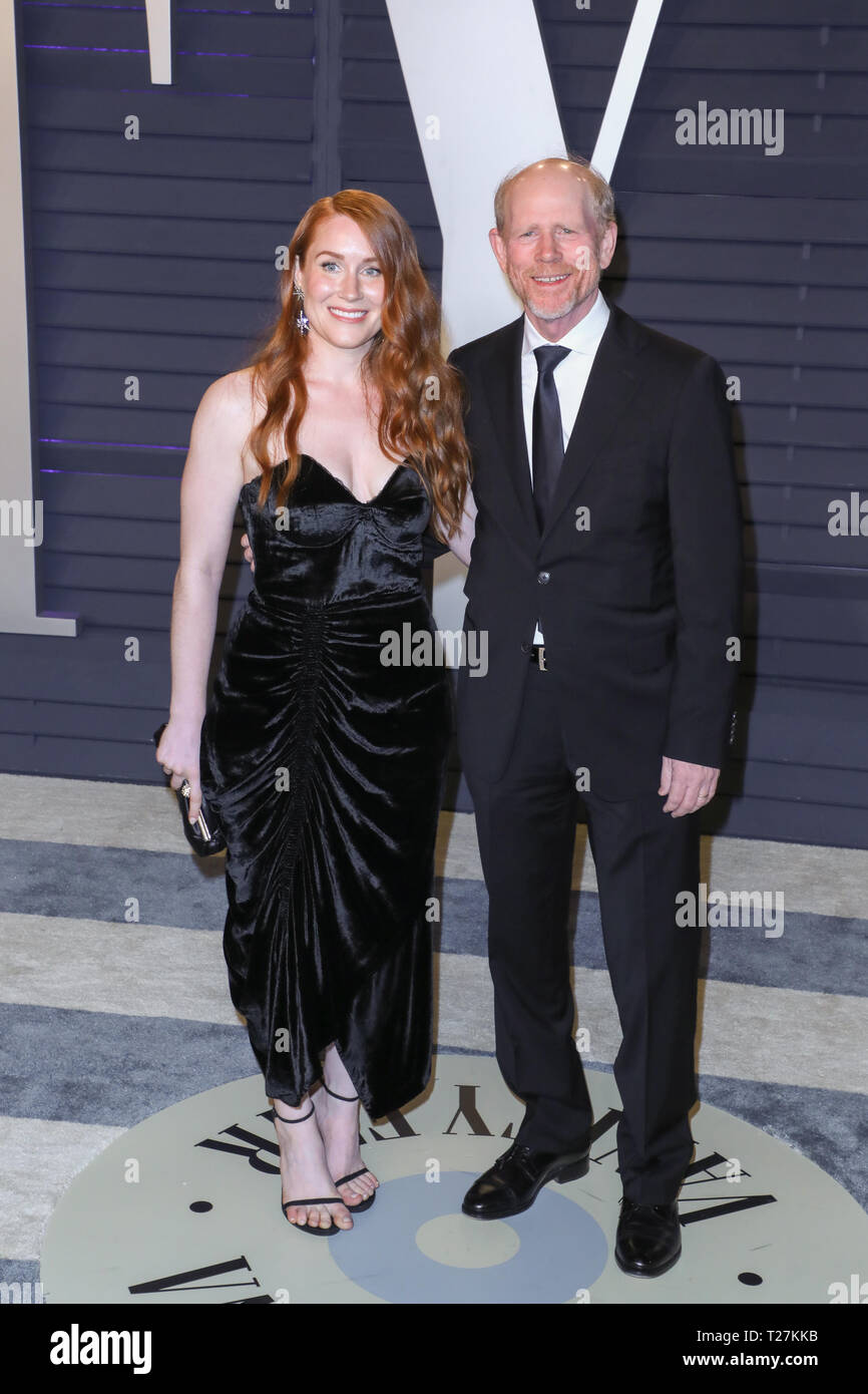 Vanity Fair Oscars Party held at the Wallis Annenberg Center for the Performing Arts - Arrivals  Featuring: Paige Howard, Ron Howard Where: Los Angeles, California, United States When: 24 Feb 2019 Credit: Sheri Determan/WENN.com Stock Photo