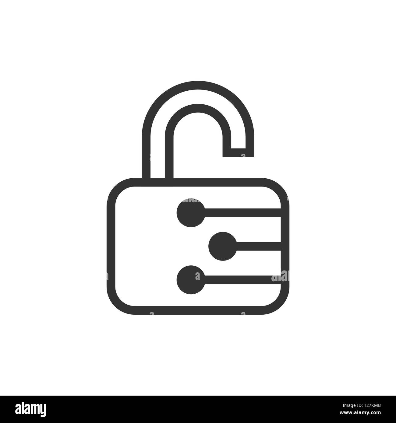 Cyber security icon in flat style. Padlock locked vector illustration ...