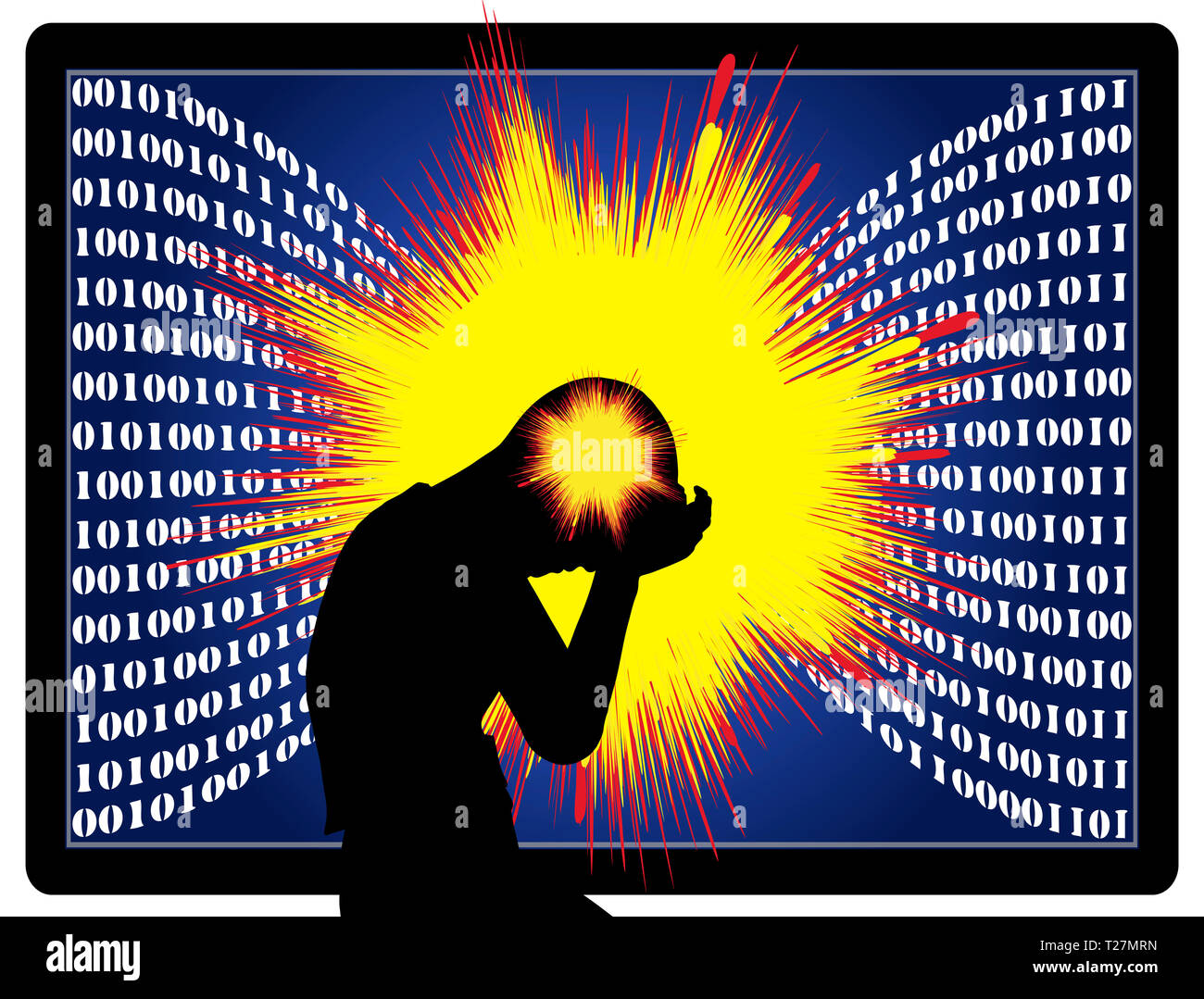 Excessive use of computer or smartphones affects the human brain Stock