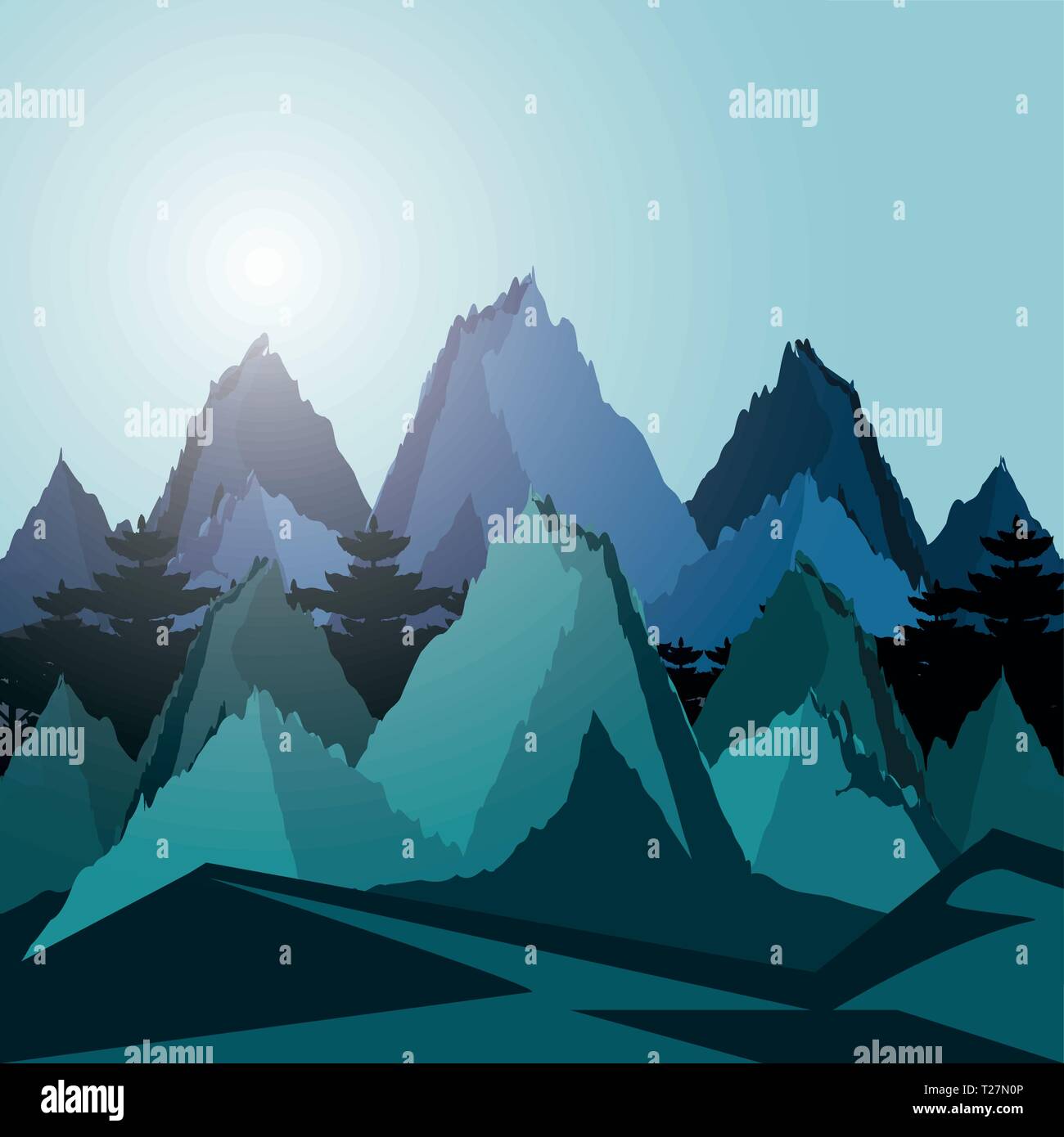 landscape mountainous scene icon vector illustration design Stock ...
