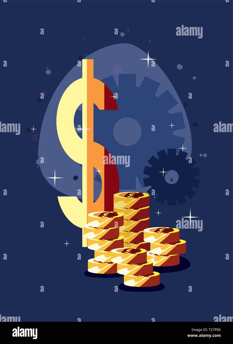 coins stacked money dollar symbol vector illustration Stock Vector ...