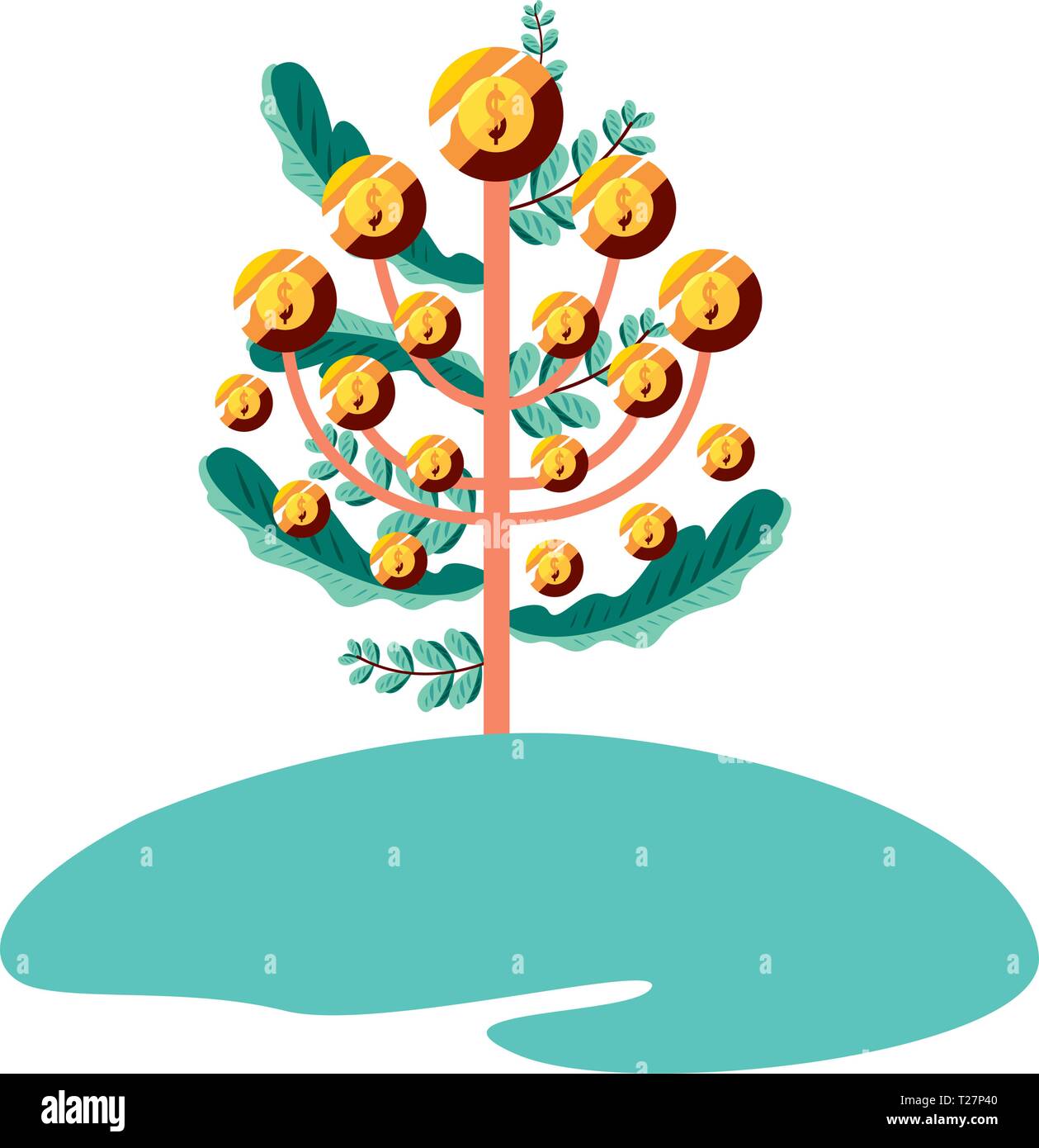 tree coins money growth economy vector illustration Stock Vector Image ...