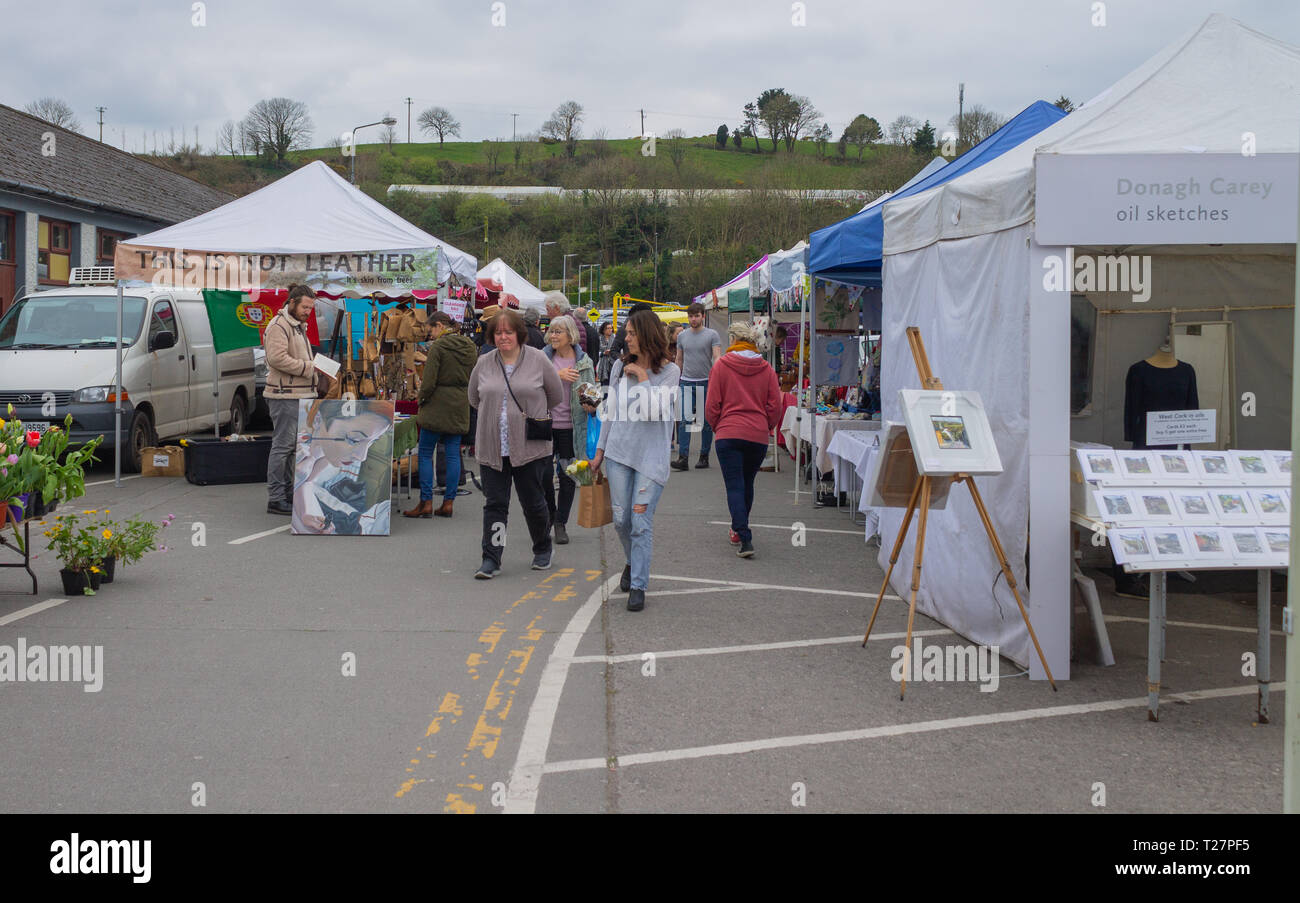 Crowds shopping at Farmers Market, Skibbereen, West Cork, Ireland Stock Photo