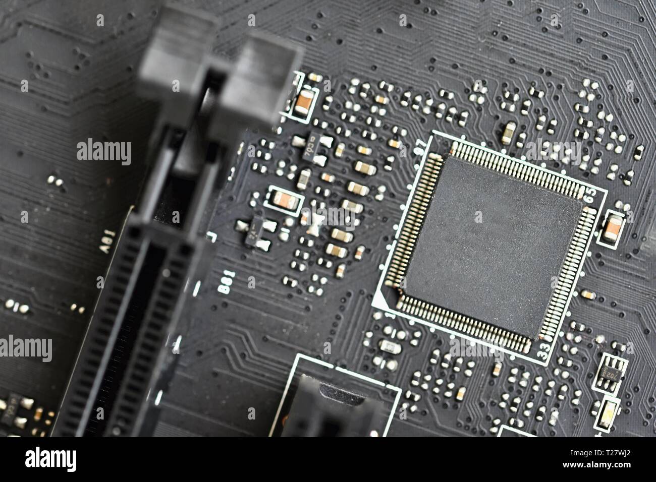 Printed Circuit Board with electrical components. Background concept ...