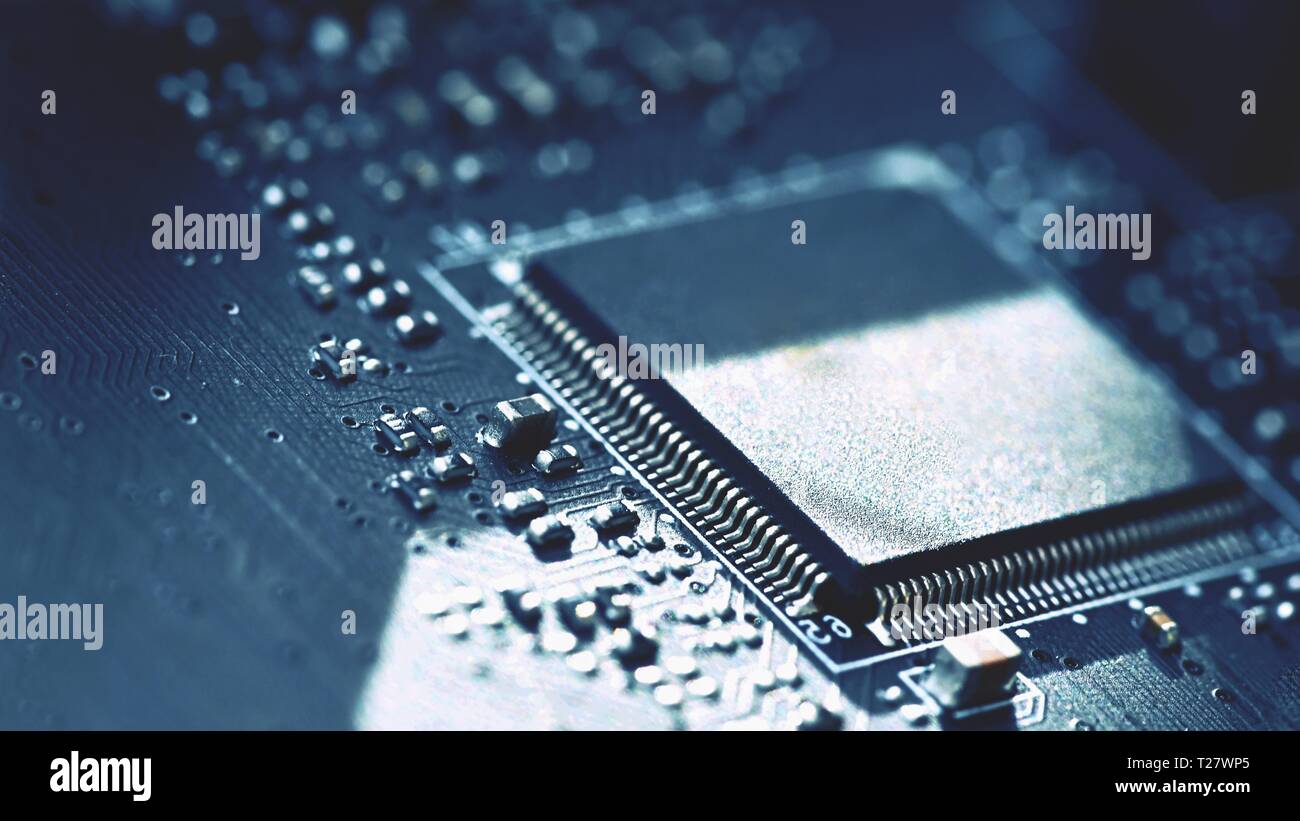 Printed Circuit Board with electrical components. Background concept ...