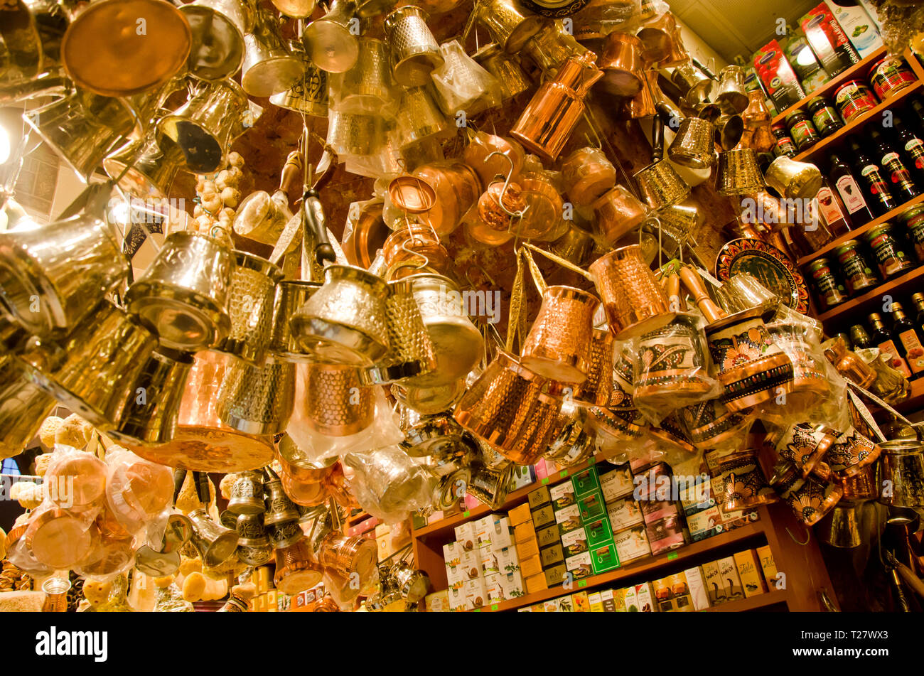 Istanbul,Turkey, March 07, 2019 inside of shop selling traditional