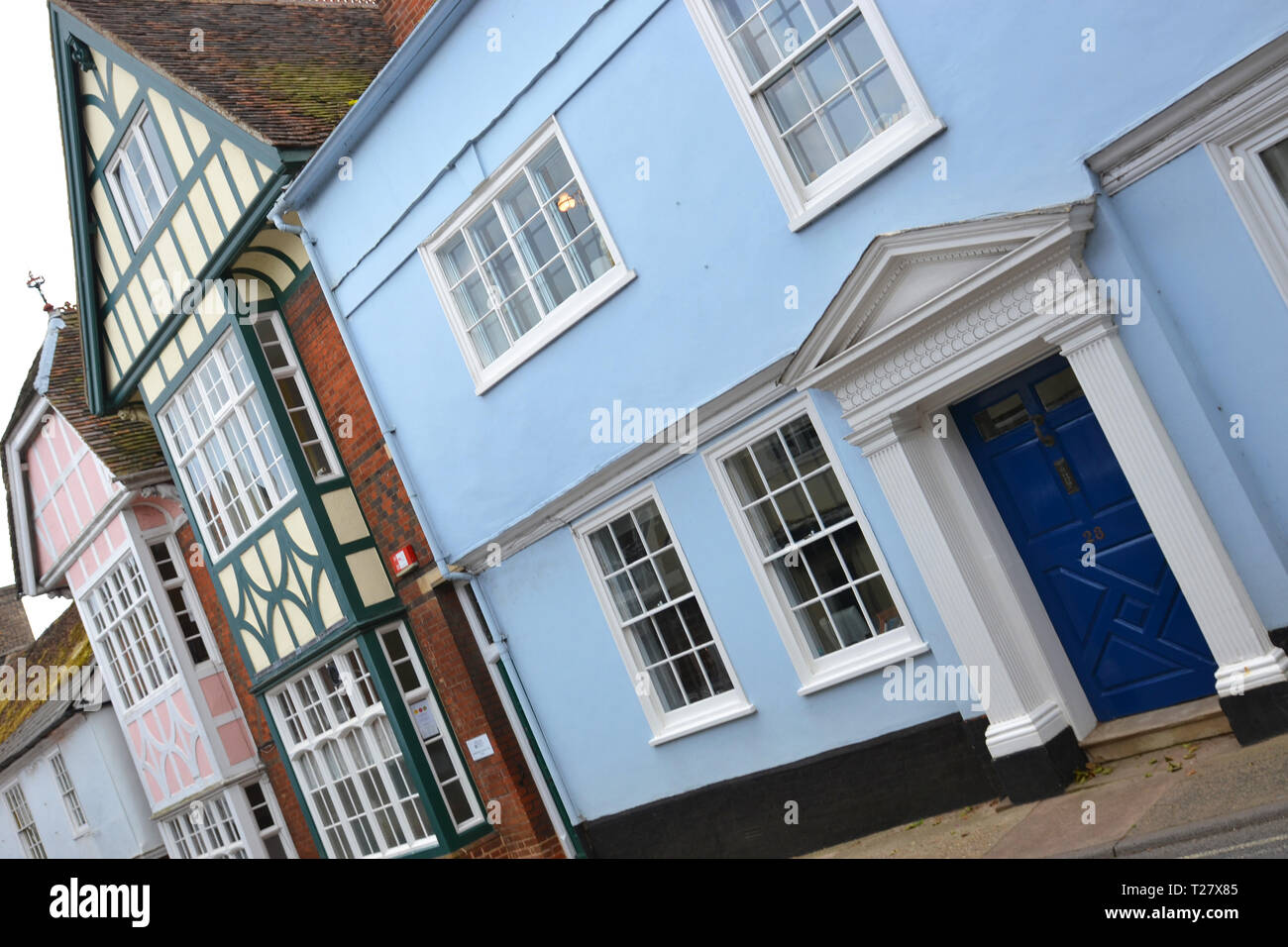 Row of terraced houses built in traditional styles, Woodbridge, Suffolk, East Anglia, England