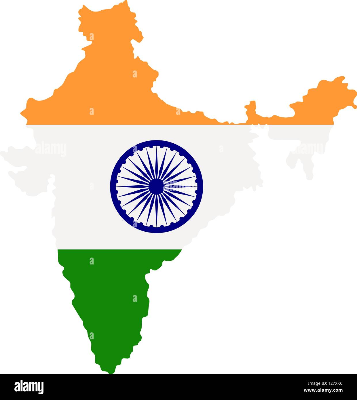 Map of India with indian national flag inside. Vector illustration. Stock Vector