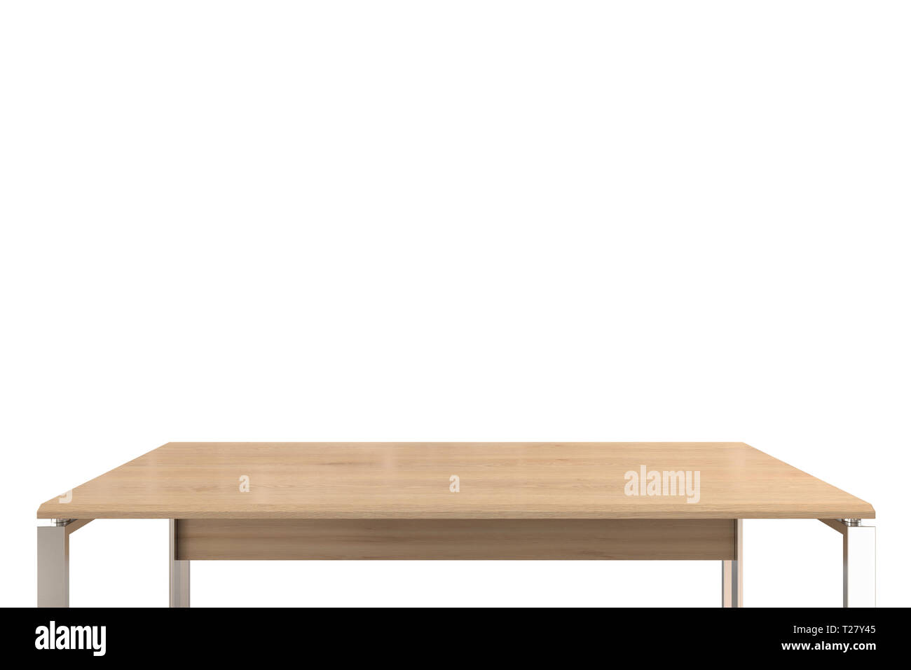 Office desk countertop with steel legs isolated on white with clipping