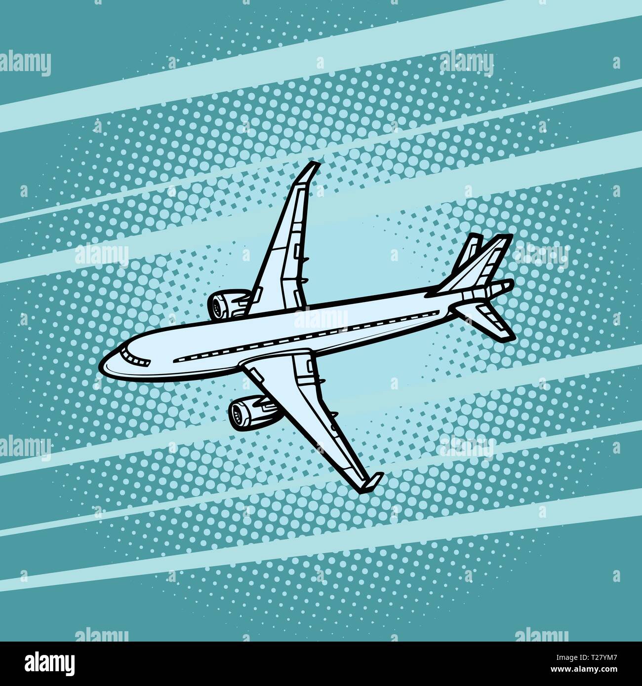 aircraft air transport blue background Stock Vector