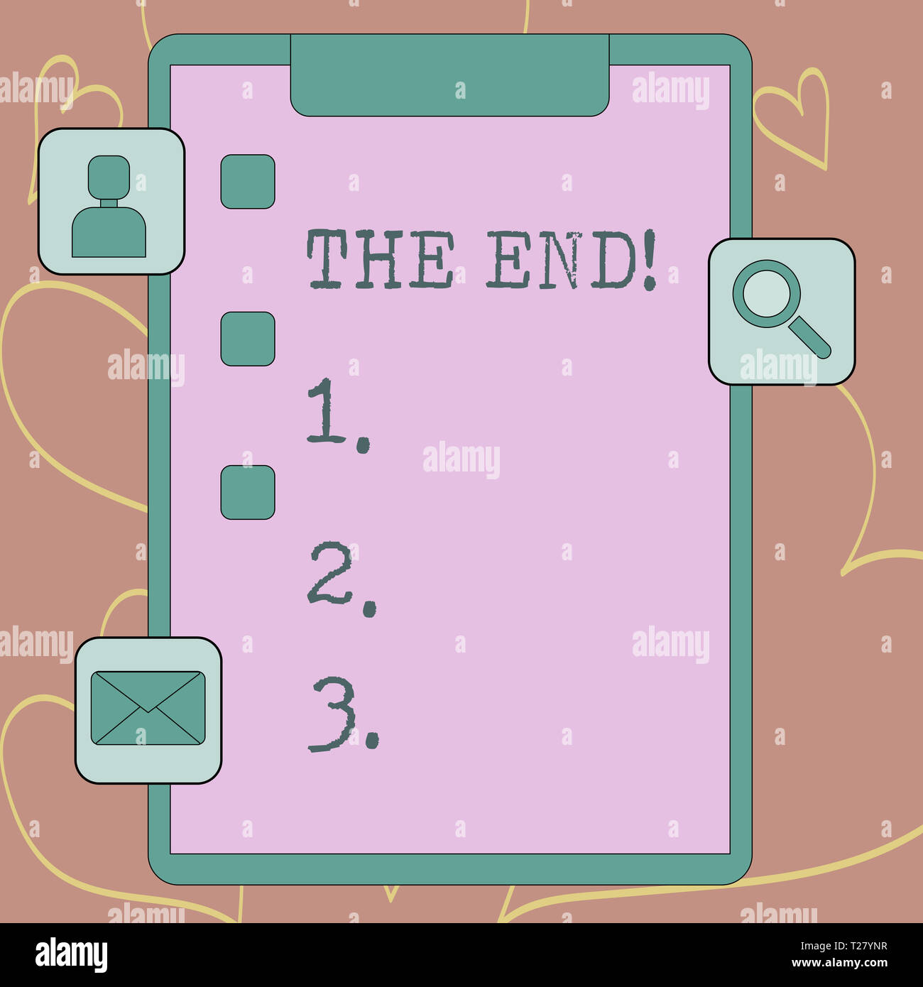 Final Note Image Writing note showing The End. Business concept for final part of ...
