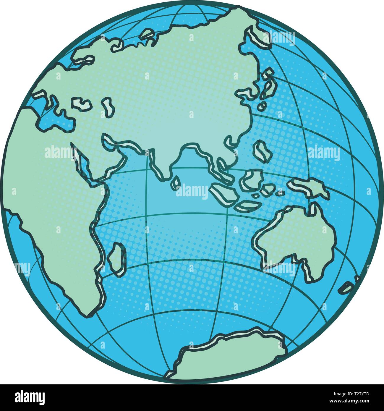 globe Eastern hemisphere. Africa Europe Asia Australia Stock Vector