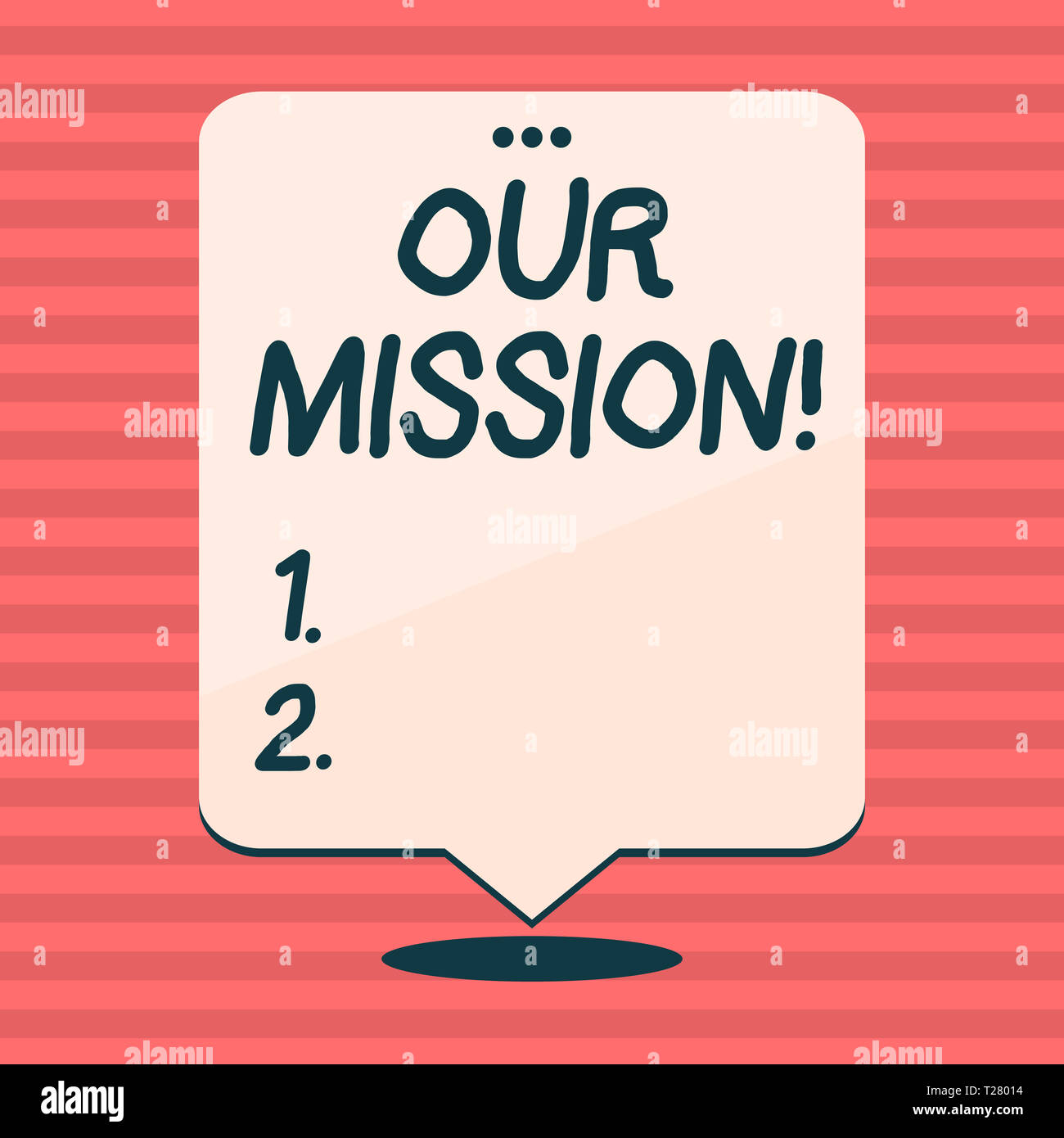 Writing note showing Our Mission. Business concept for serves as clear guide for choosing current and future goals White Speech Balloon Floating with  Stock Photo