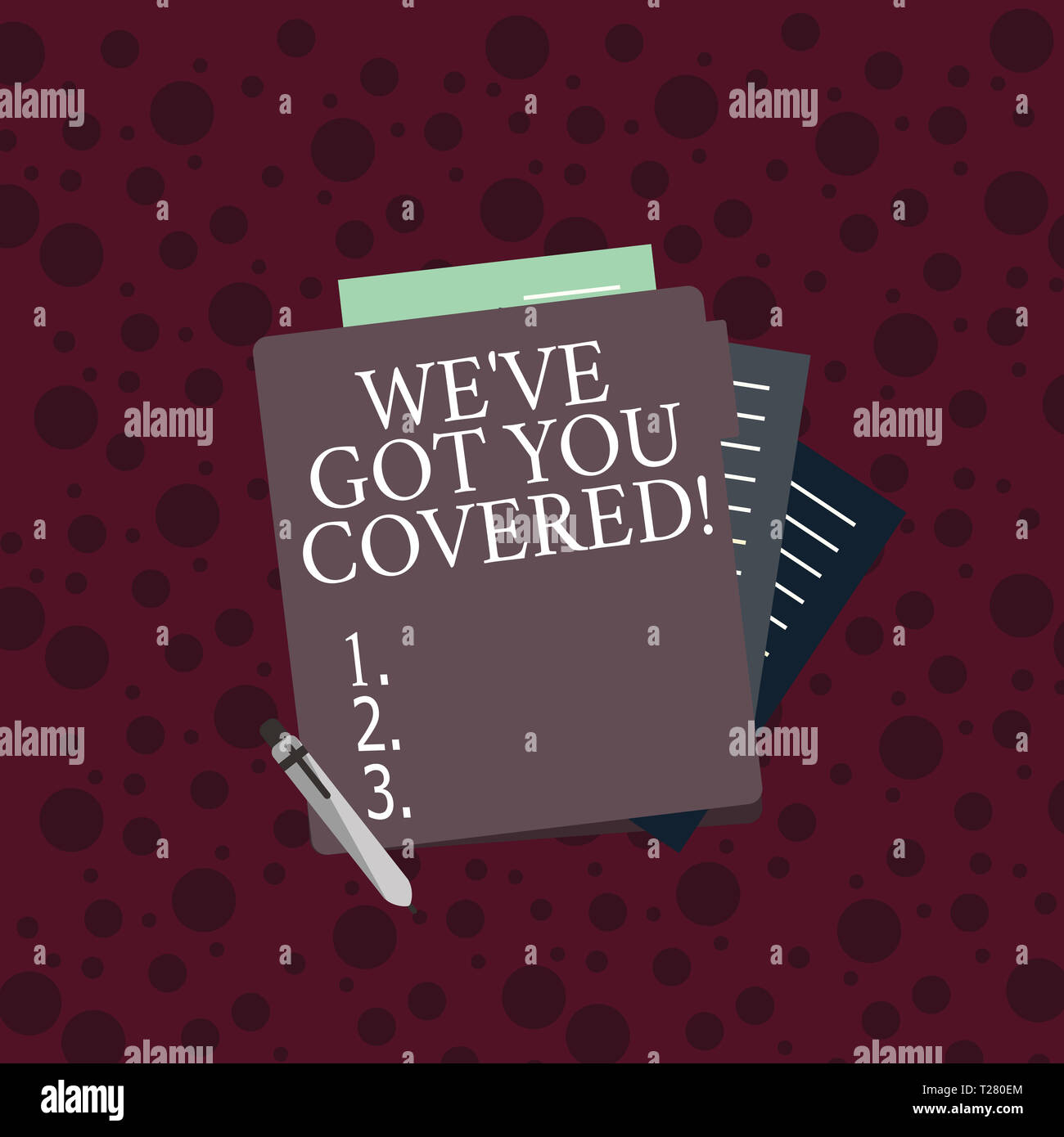 Conceptual hand writing showing We Ve Got You Covered. Concept meaning have  done gotten or provided whatever needed Lined Paper Stationery Partly into  Stock Photo - Alamy