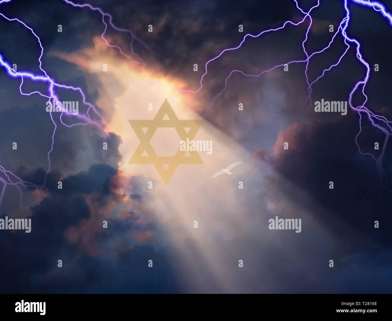 Star of David in Sky with Lightnings Stock Photo Alamy