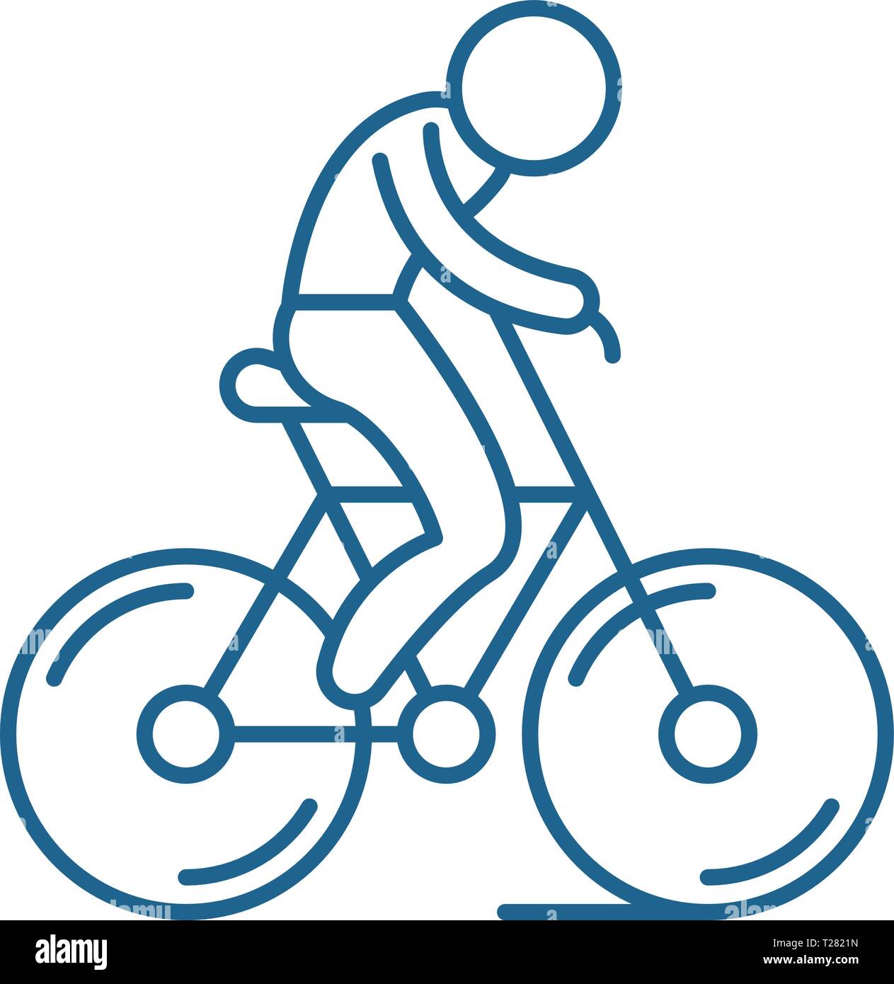 Biking line icon concept. Biking flat vector symbol, sign, outline ...