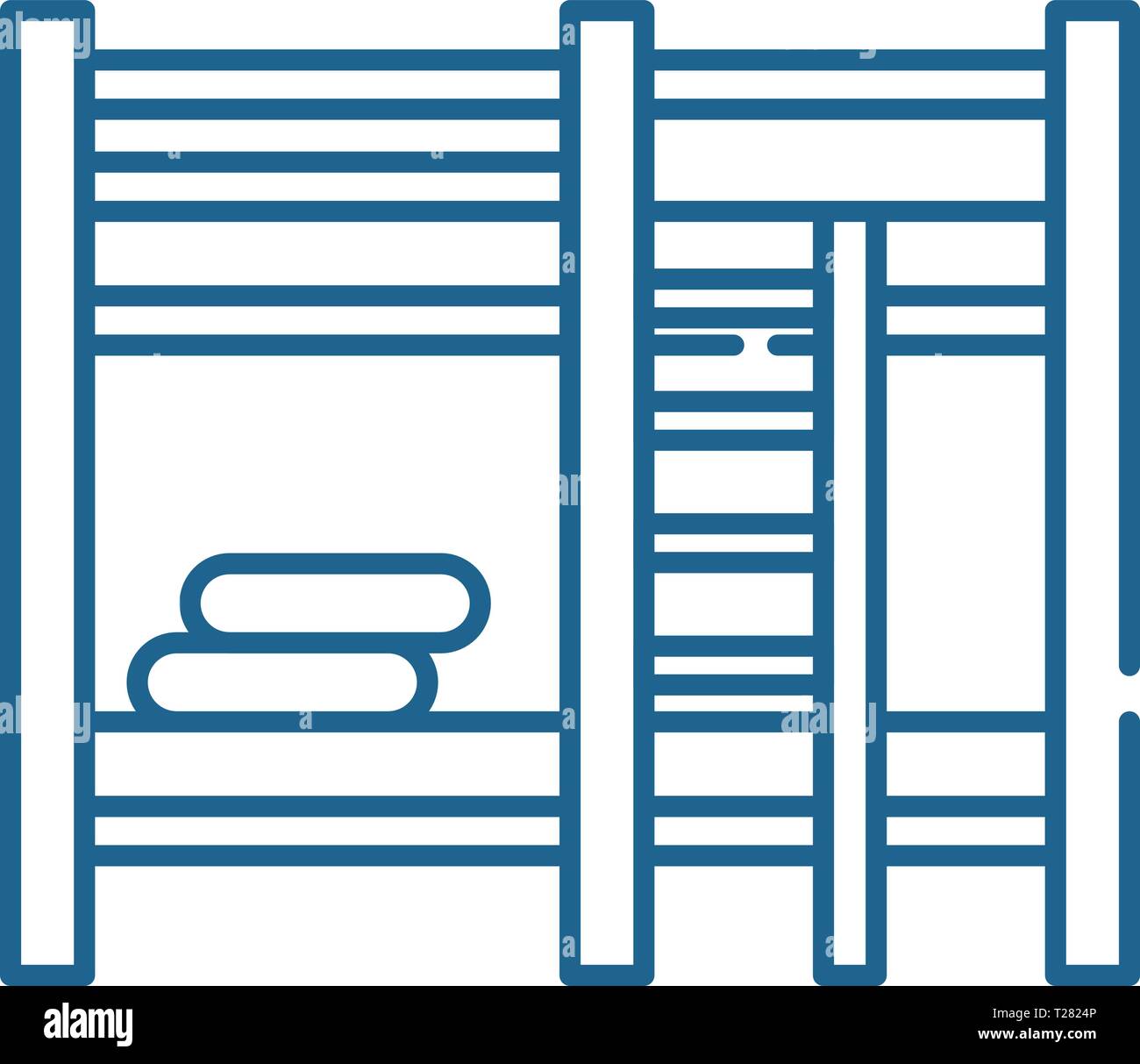 Bunk bed line icon concept. Bunk bed flat vector symbol, sign, outline ...