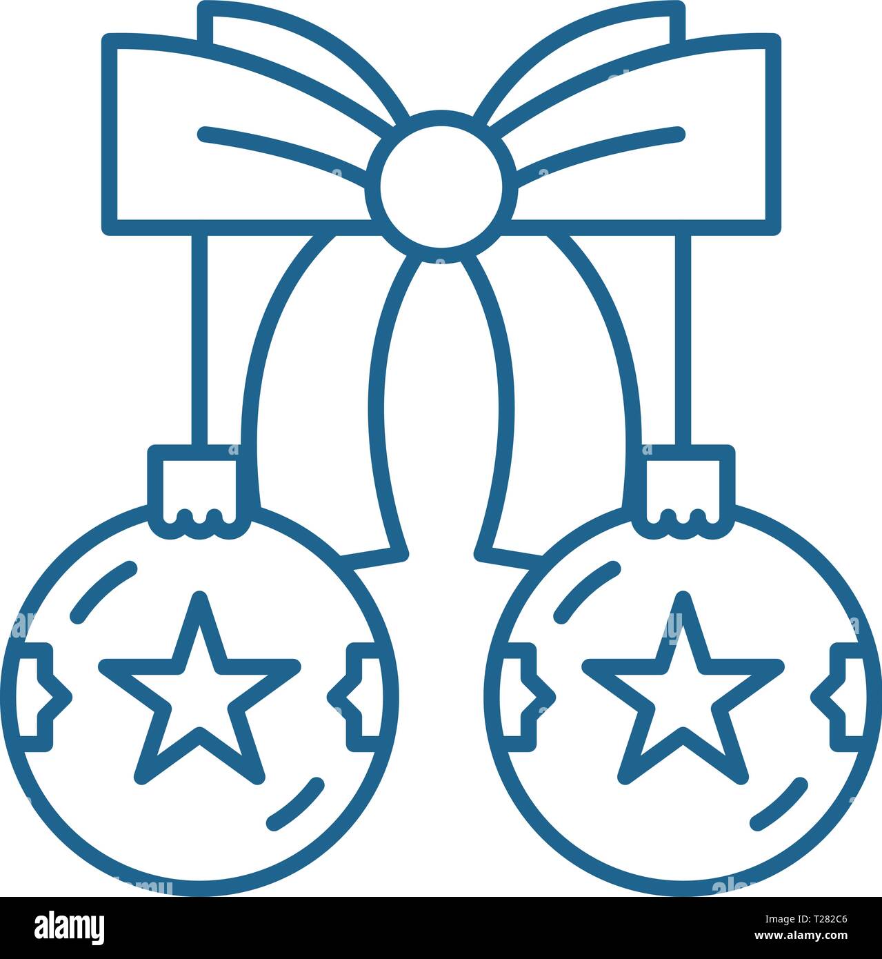 Christmas balls with bow line icon concept. Christmas balls with bow ...