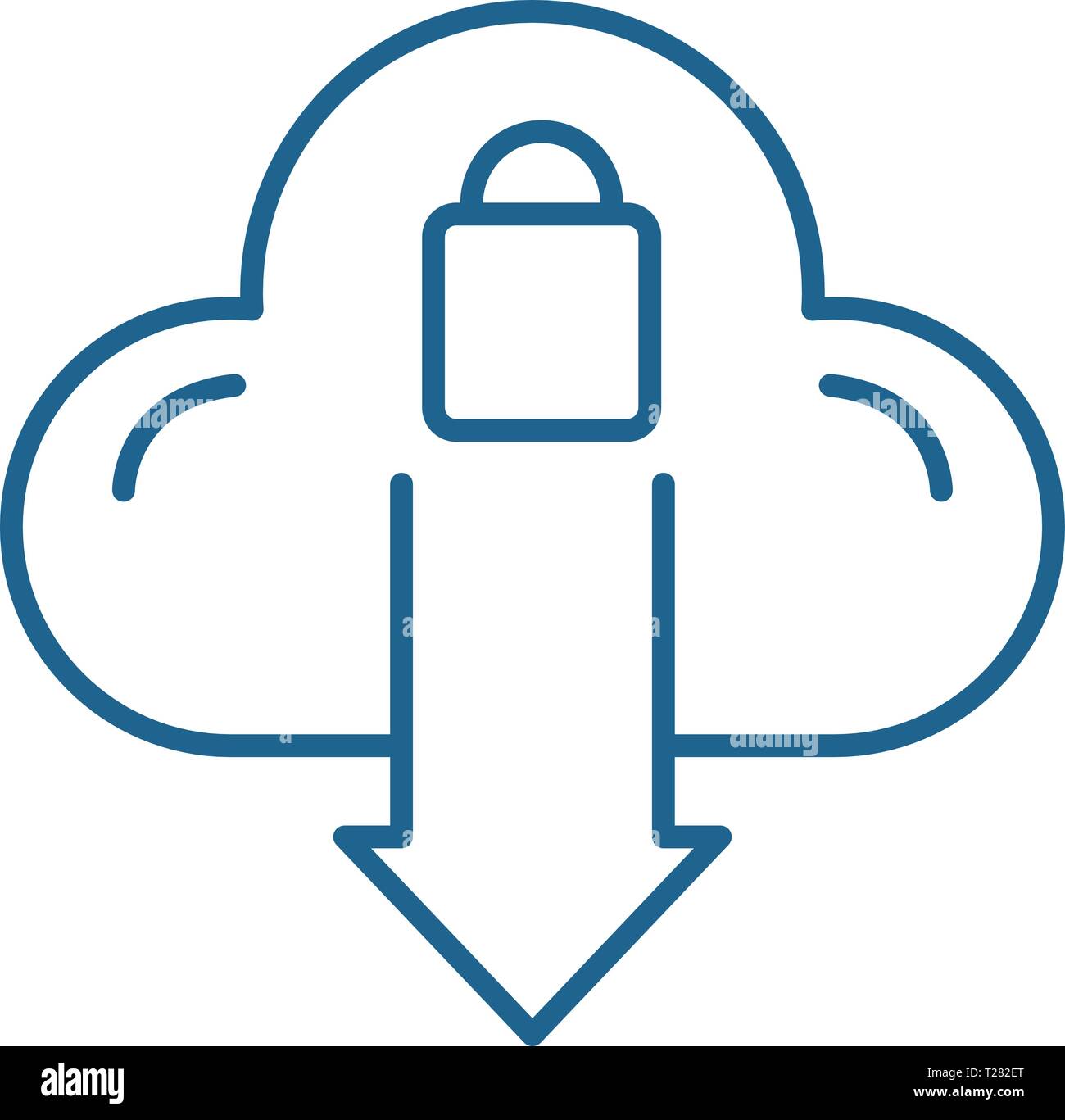 Cloud protection line icon concept. Cloud protection flat vector symbol ...