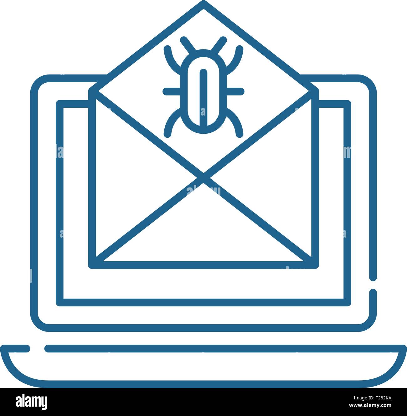 Computer virus line icon concept. Computer virus flat vector symbol ...