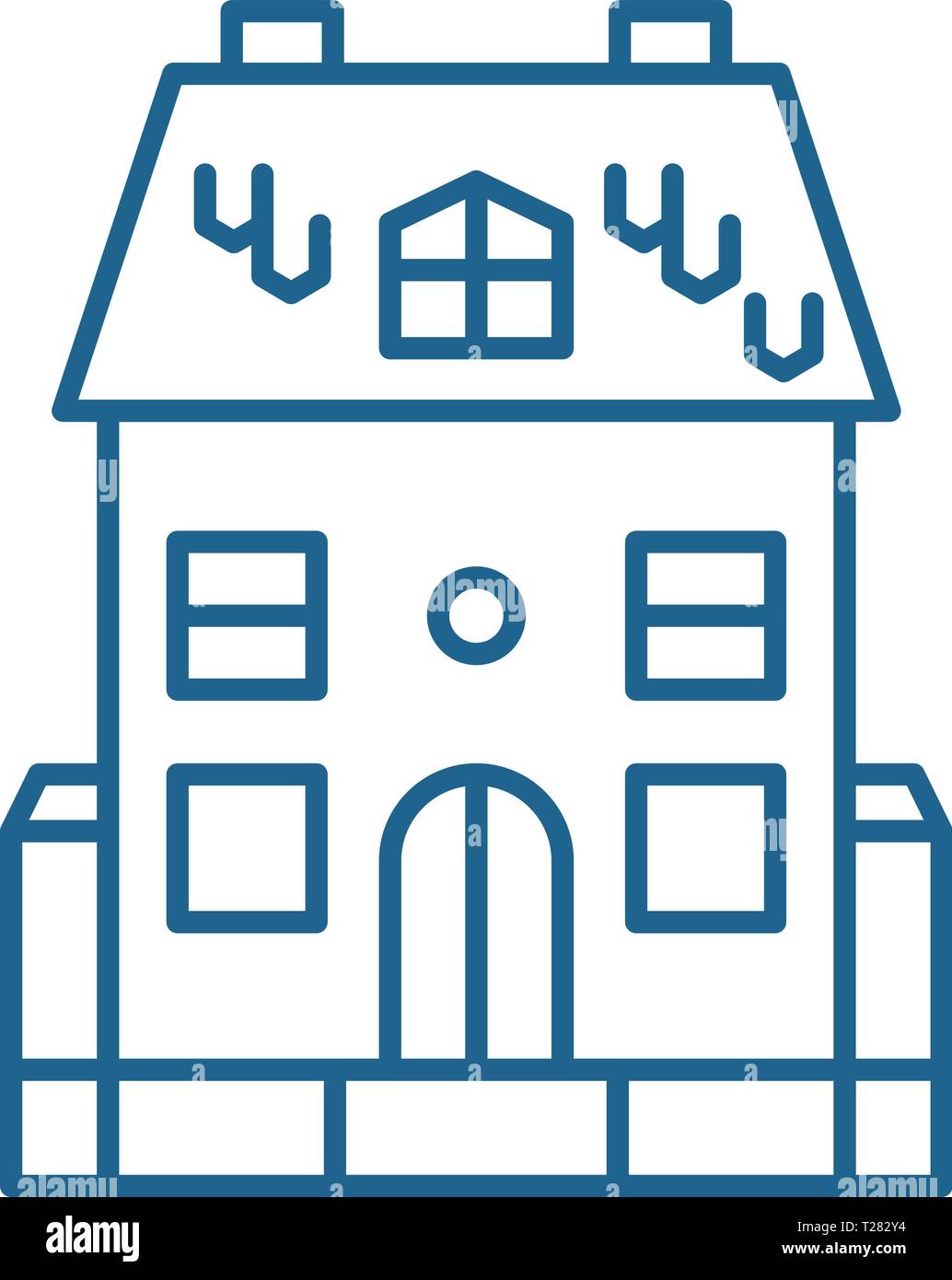 Cute family house line icon concept. Cute family house flat vector ...
