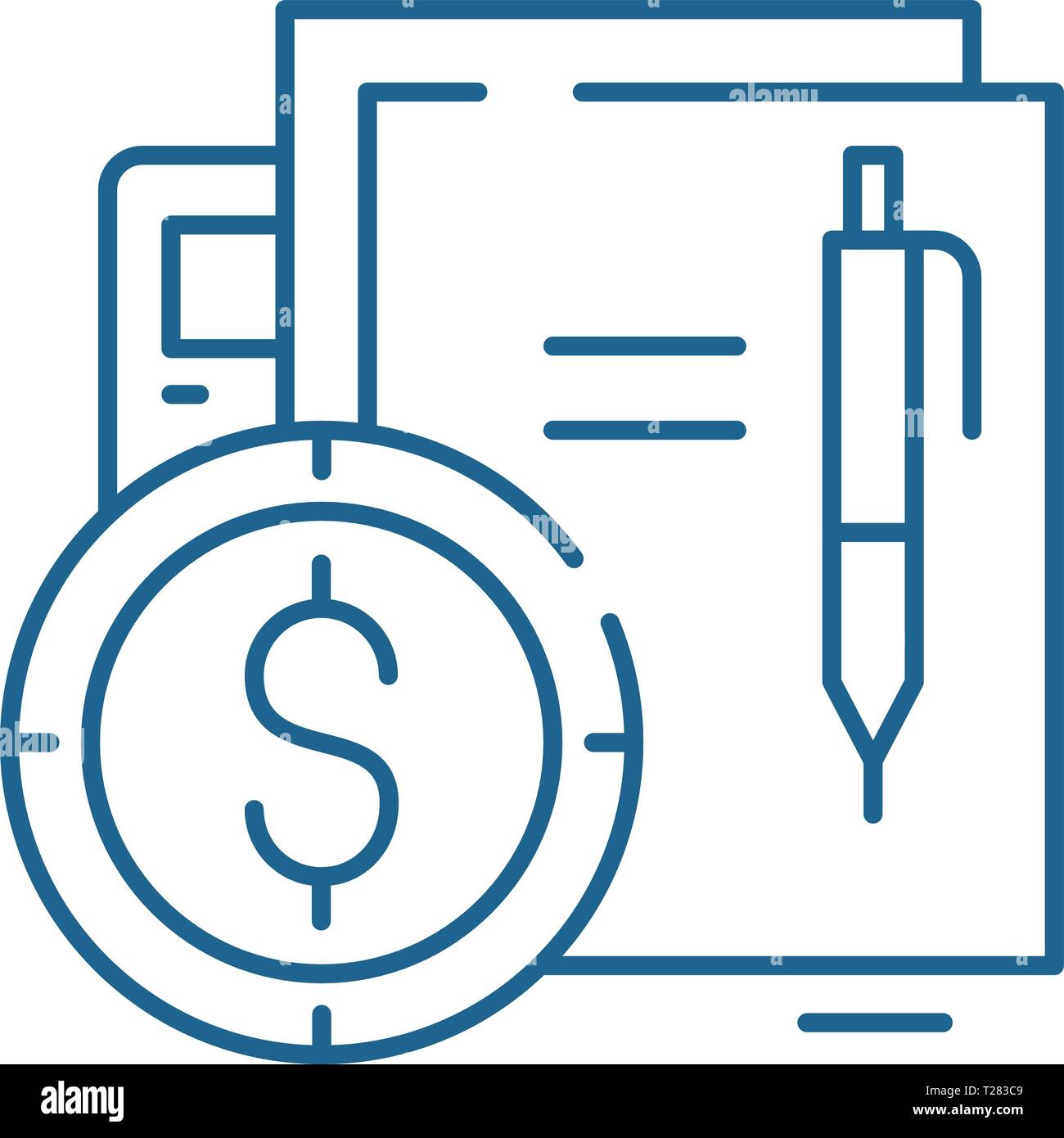 Financial contract line icon concept. Financial contract flat vector ...