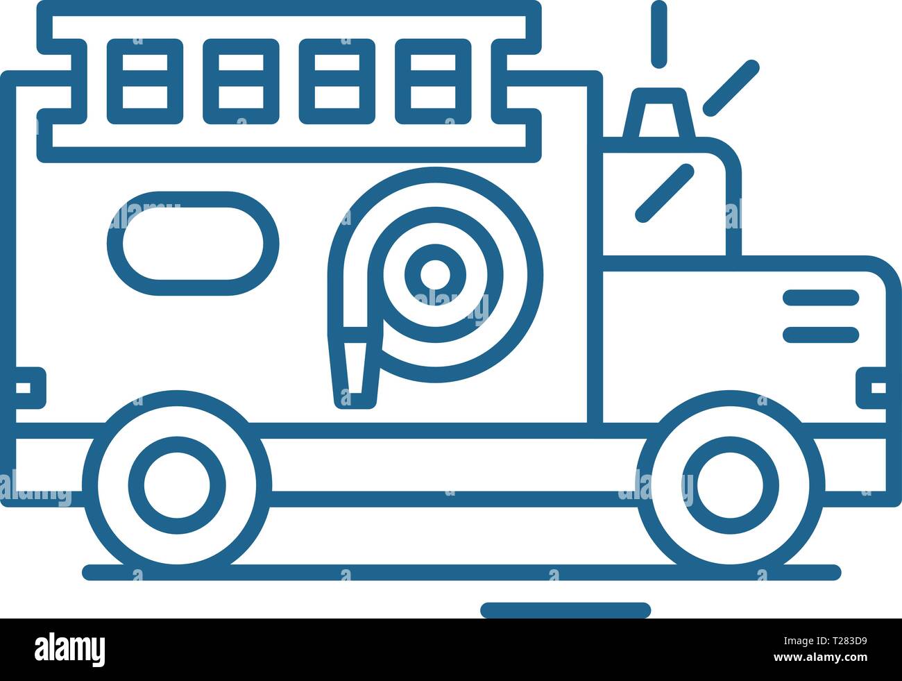 Fire engine line icon concept. Fire engine flat vector symbol, sign ...