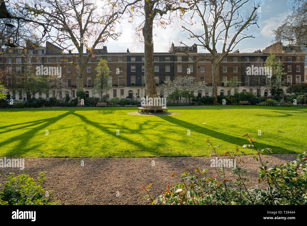 Connaught Village - Hyde Park Estate's luxury retail quarter on a sunny day in London in the United Kingdom Stock Photo