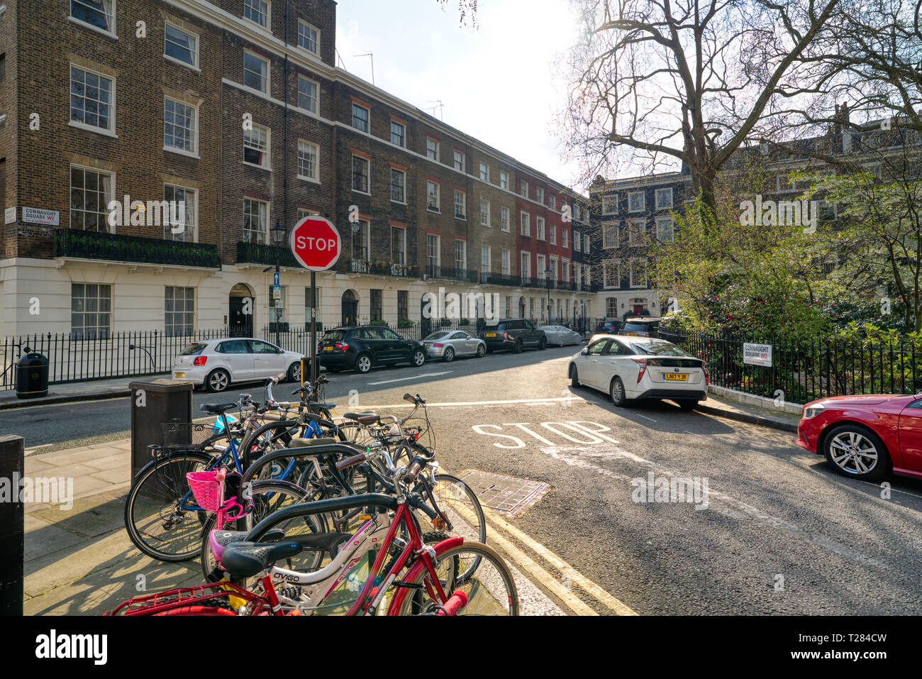 Connaught Village - Hyde Park Estate's luxury retail quarter on a sunny day in London in the United Kingdom Stock Photo