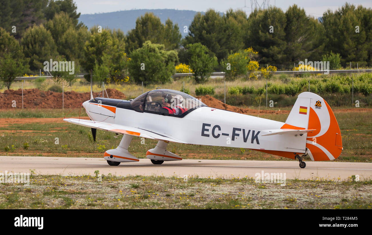 Acrobatic Spain Championship 2018, Requena (Valencia, Spain) junio 2018, pilot Marti Battestini, airplane Cap 10. Stock Photo