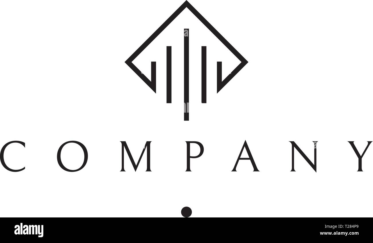 Real estate Column Business Rhombus black vector logo design Stock