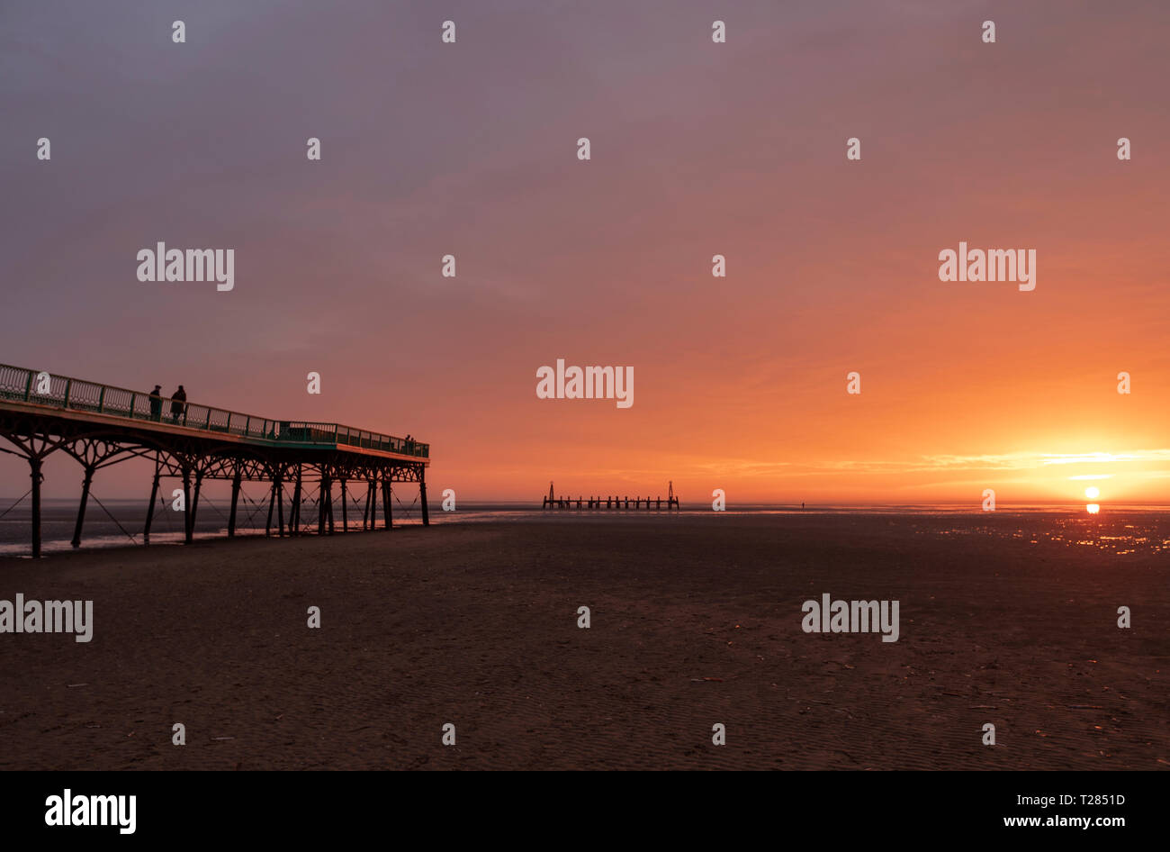St Anne's Pier, a Victorian pier, at sunset in the English seaside