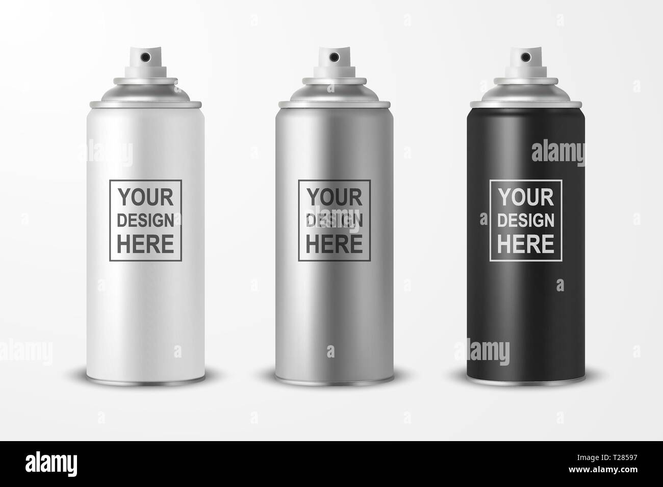 Vector 3d Realistic White Blank Spray Can, bottle Icon Set Closeup ...