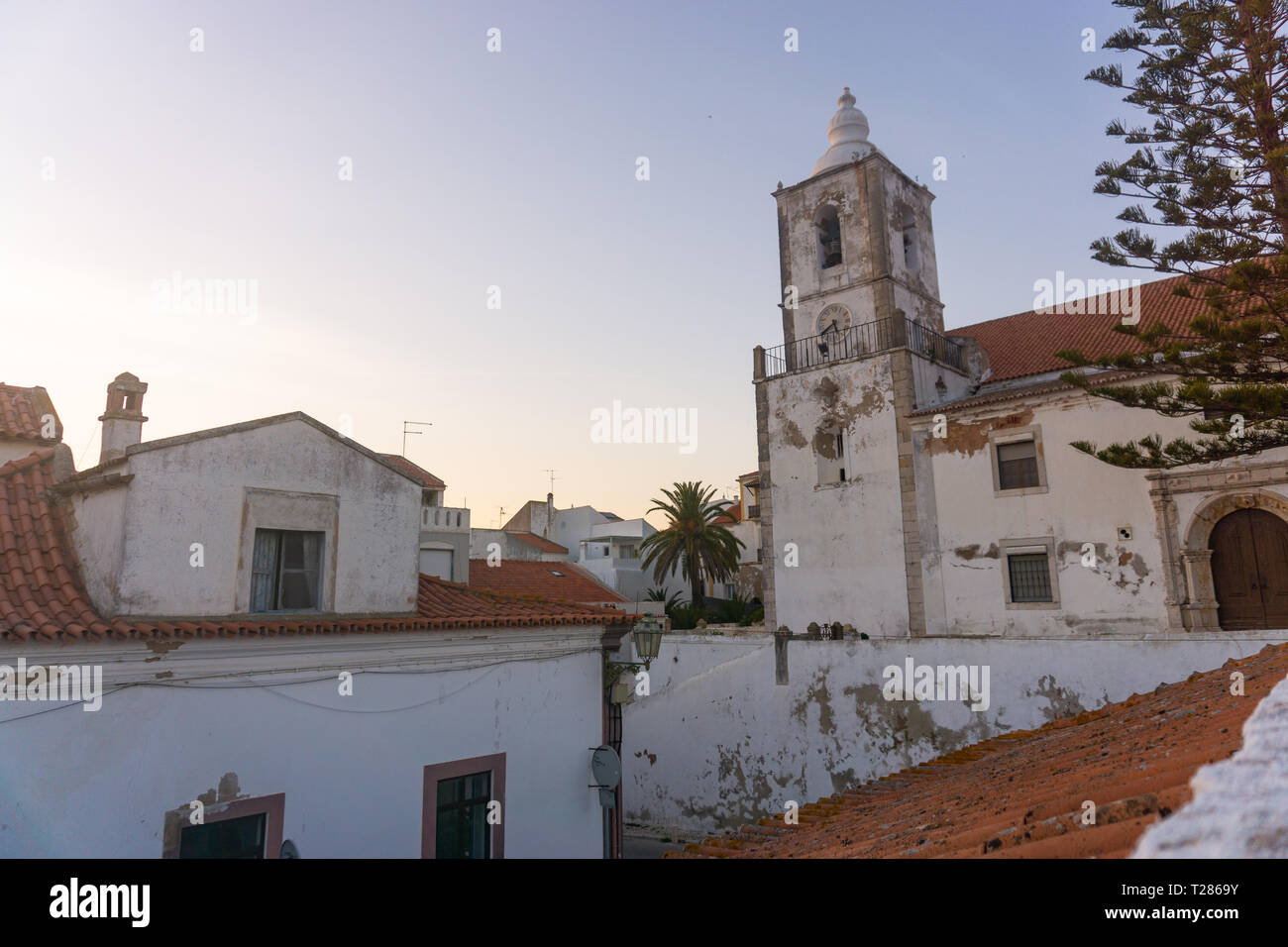 Church of Saint Sebastian, in Lagos, Portugal at sunset Stock Photo