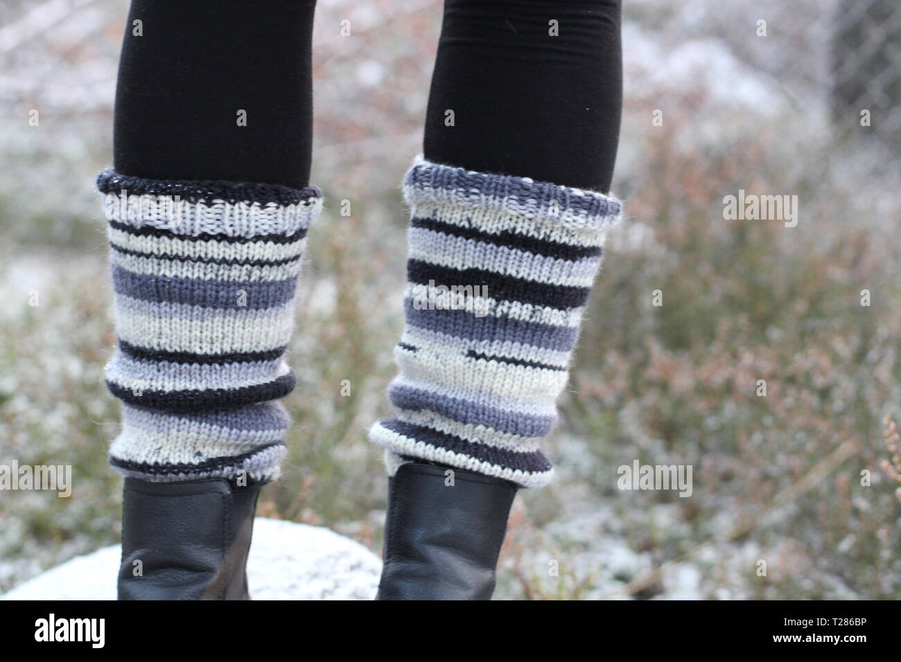 Knitted leg warmers Stock Photo Alamy