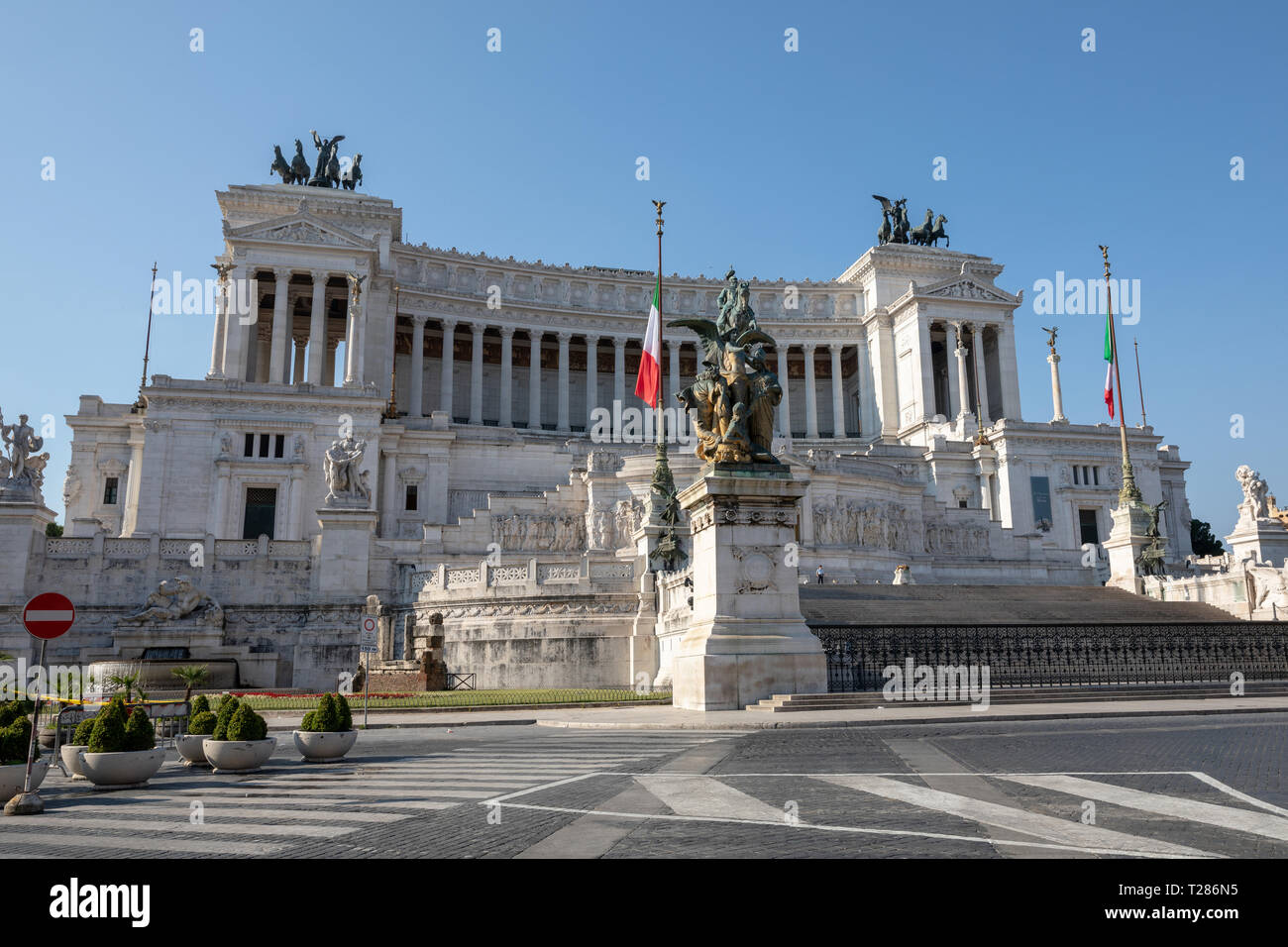 Rome, Italy - June 20, 2018: Panoramic front view of museum the Vittorio Emanuele II Monument also known as the Vittoriano or Altare della Patria at P Stock Photo