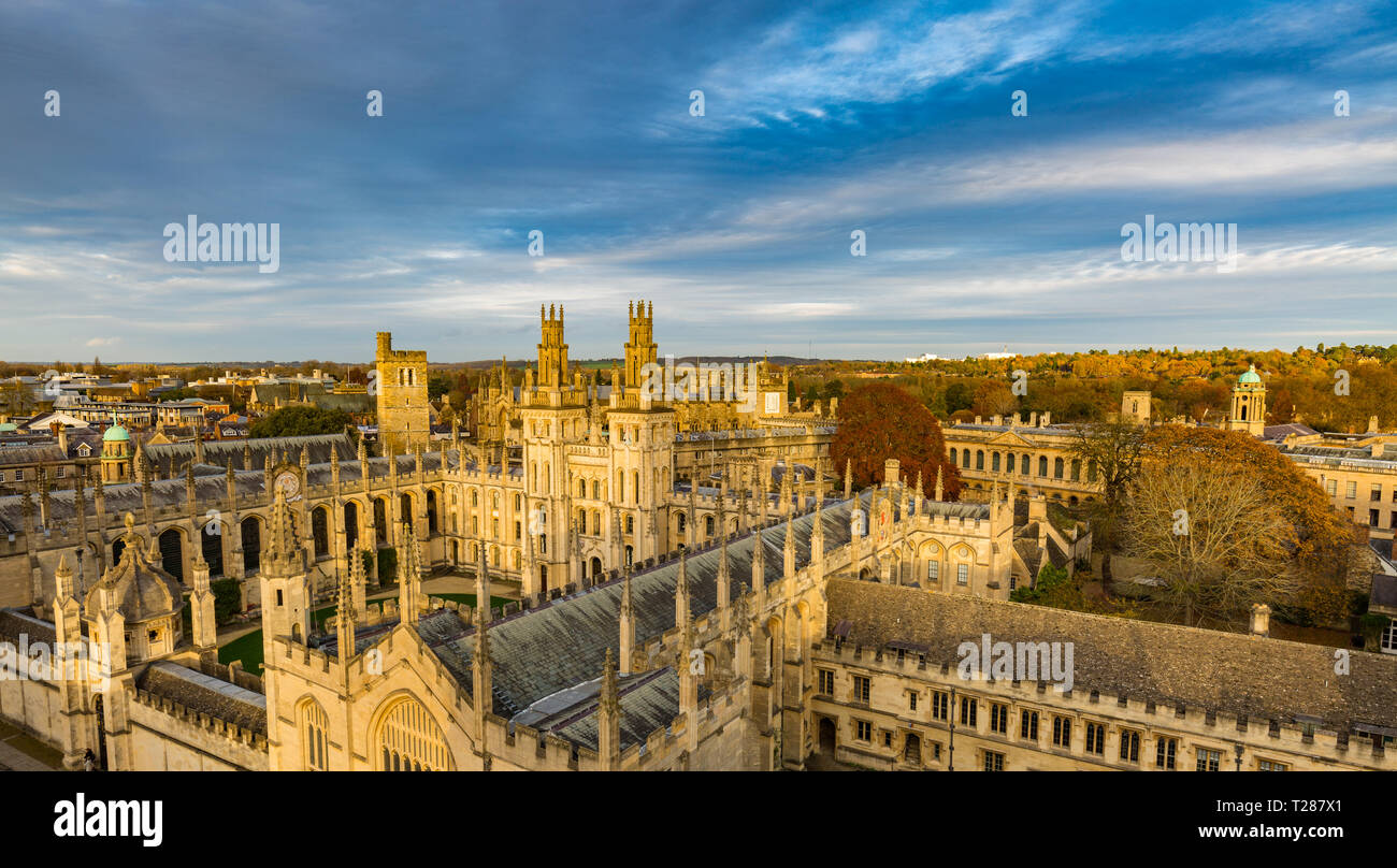 Aerial view of All Souls College in Oxford in England Stock Photo