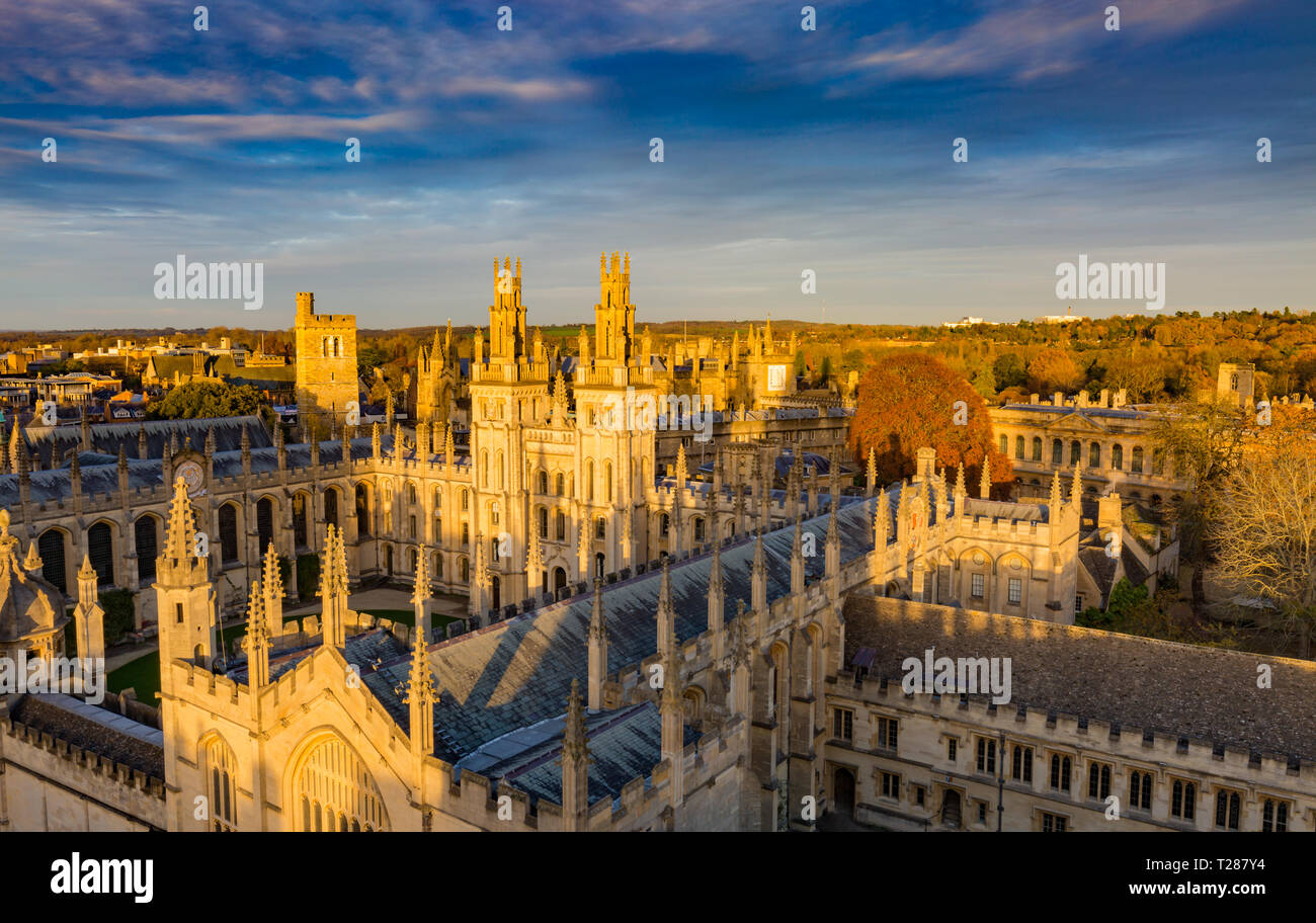 Aerial view of All Souls College in Oxford in England Stock Photo