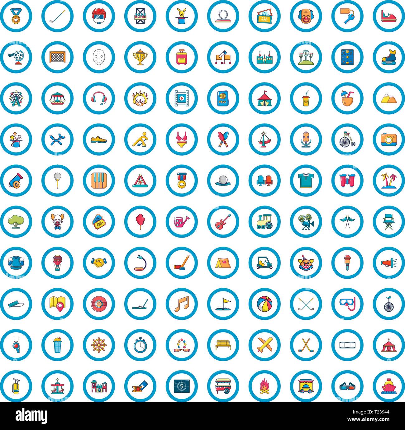100 outdoor activity icons set, cartoon style Stock Vector Image & Art ...