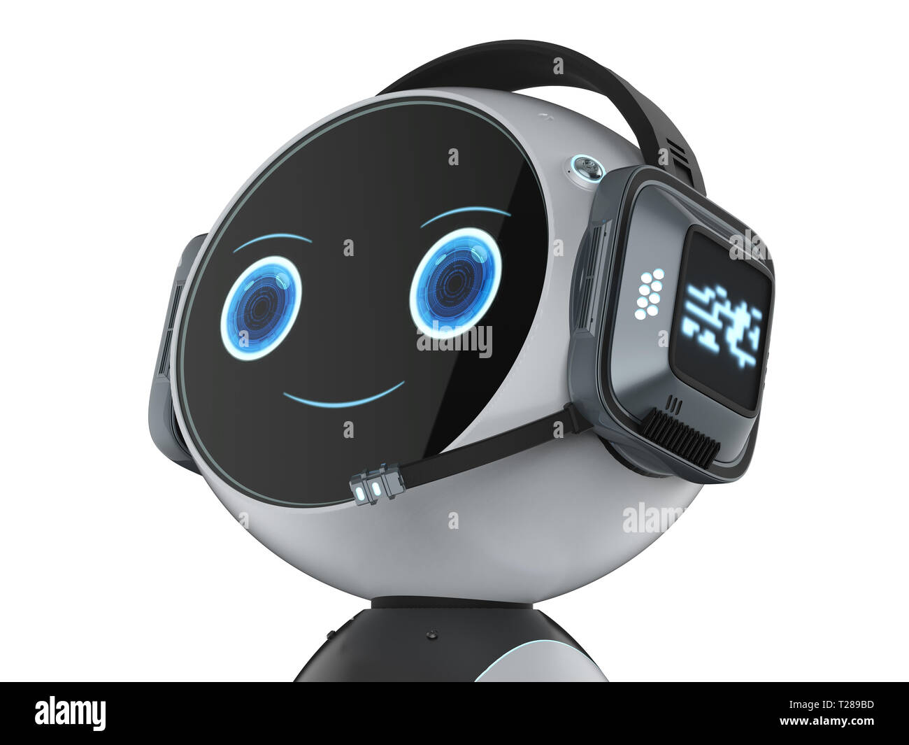 Automation customer service concept with 3d rendering robot with headset Stock Photo