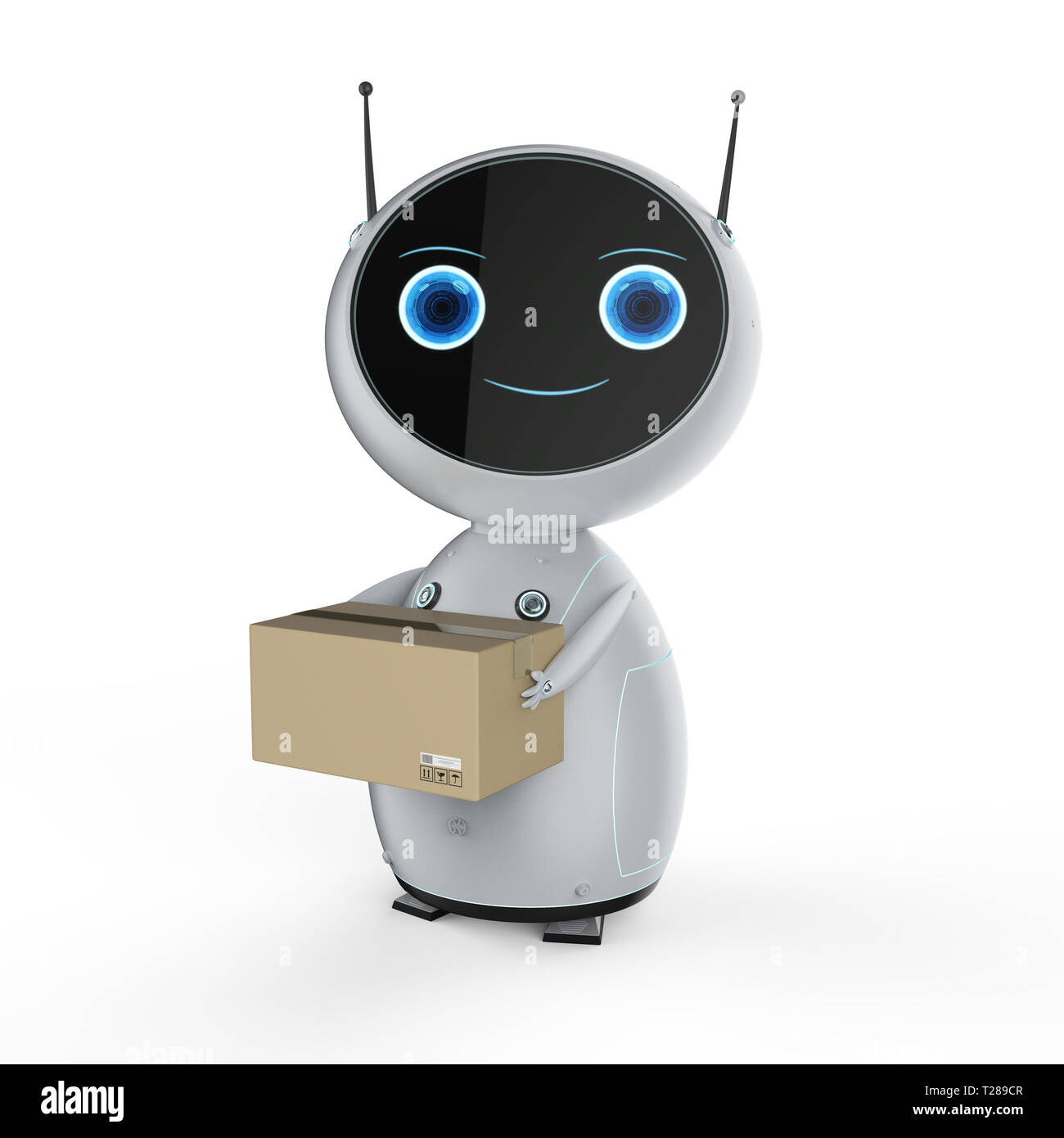 Automatic warehouse concept with 3d rendering automation robot work in ...