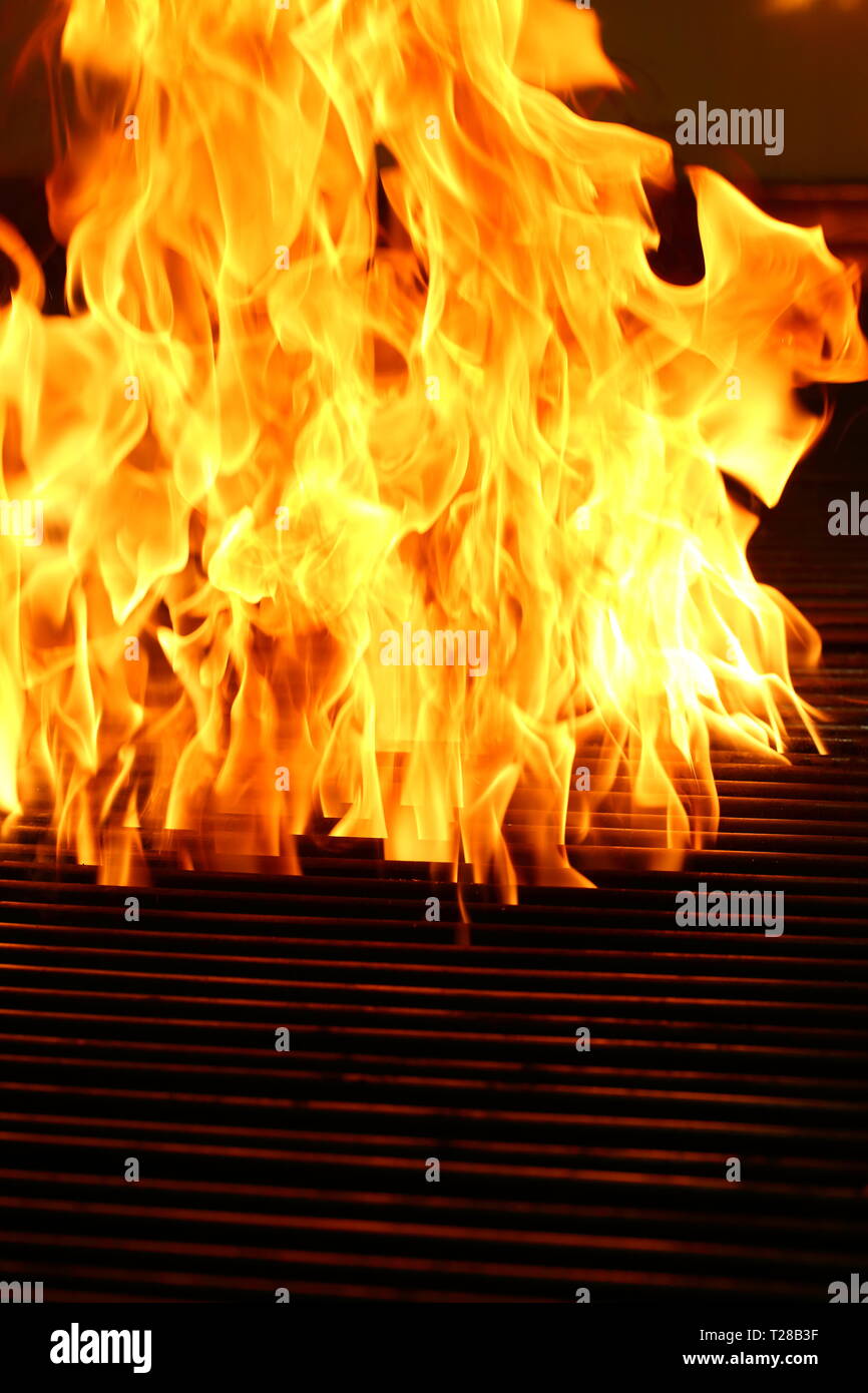 Red fire flame on black background Stock Photo - Alamy