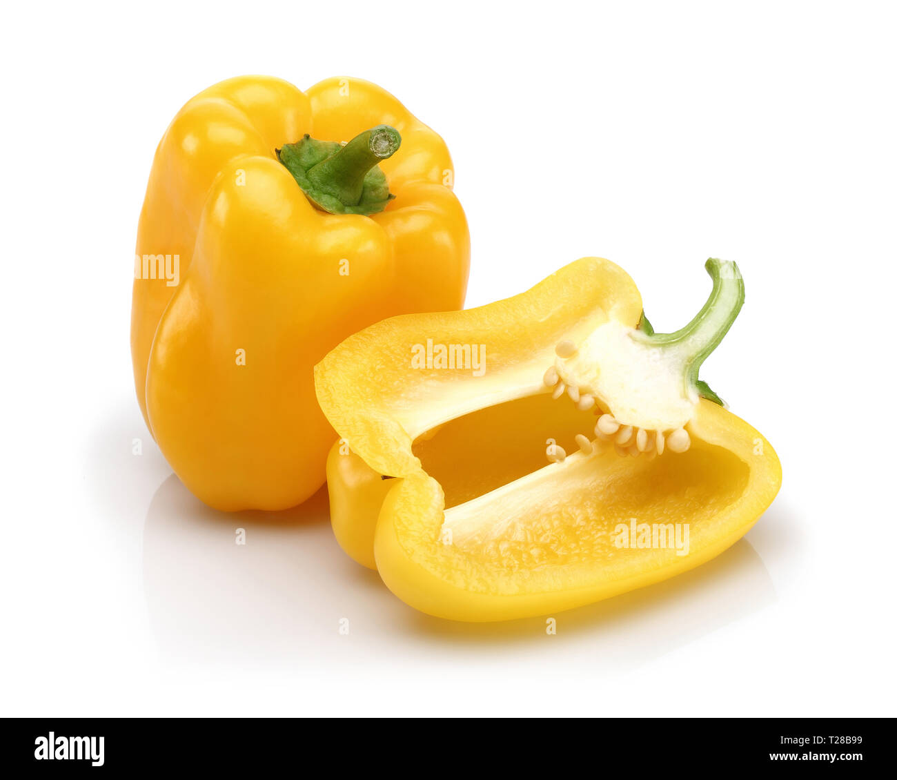 Yellow bell peppers isolated on white background Stock Photo - Alamy