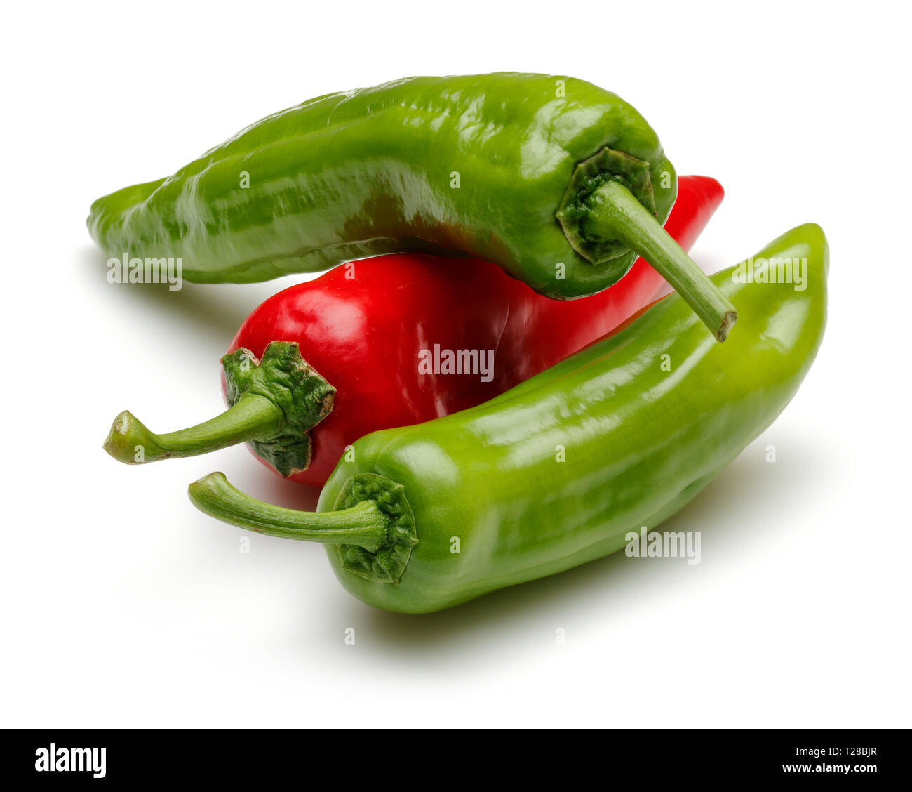 Fresh red and green peppers isolated on white background Stock Photo ...