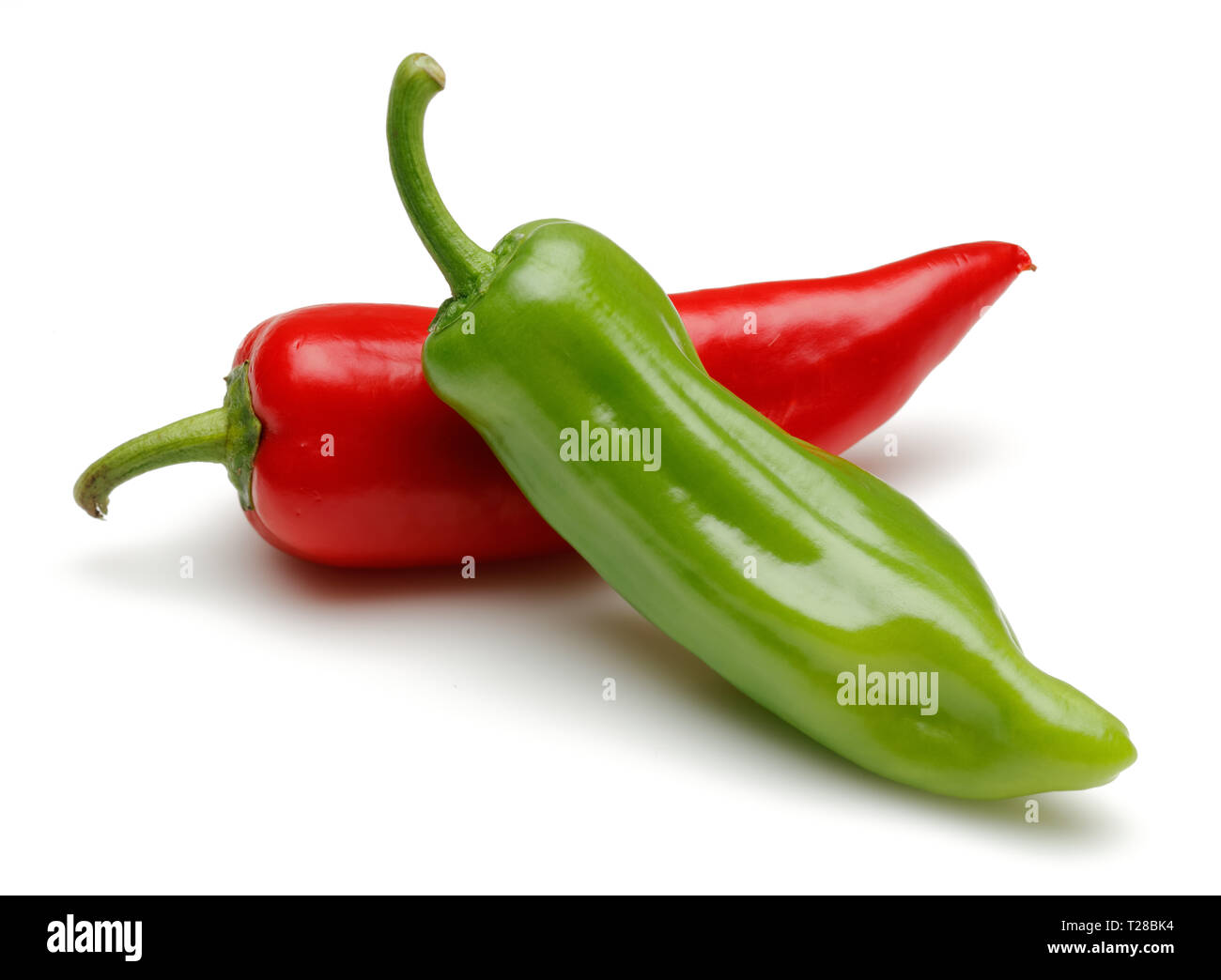 Fresh red and green peppers isolated on white background Stock Photo ...