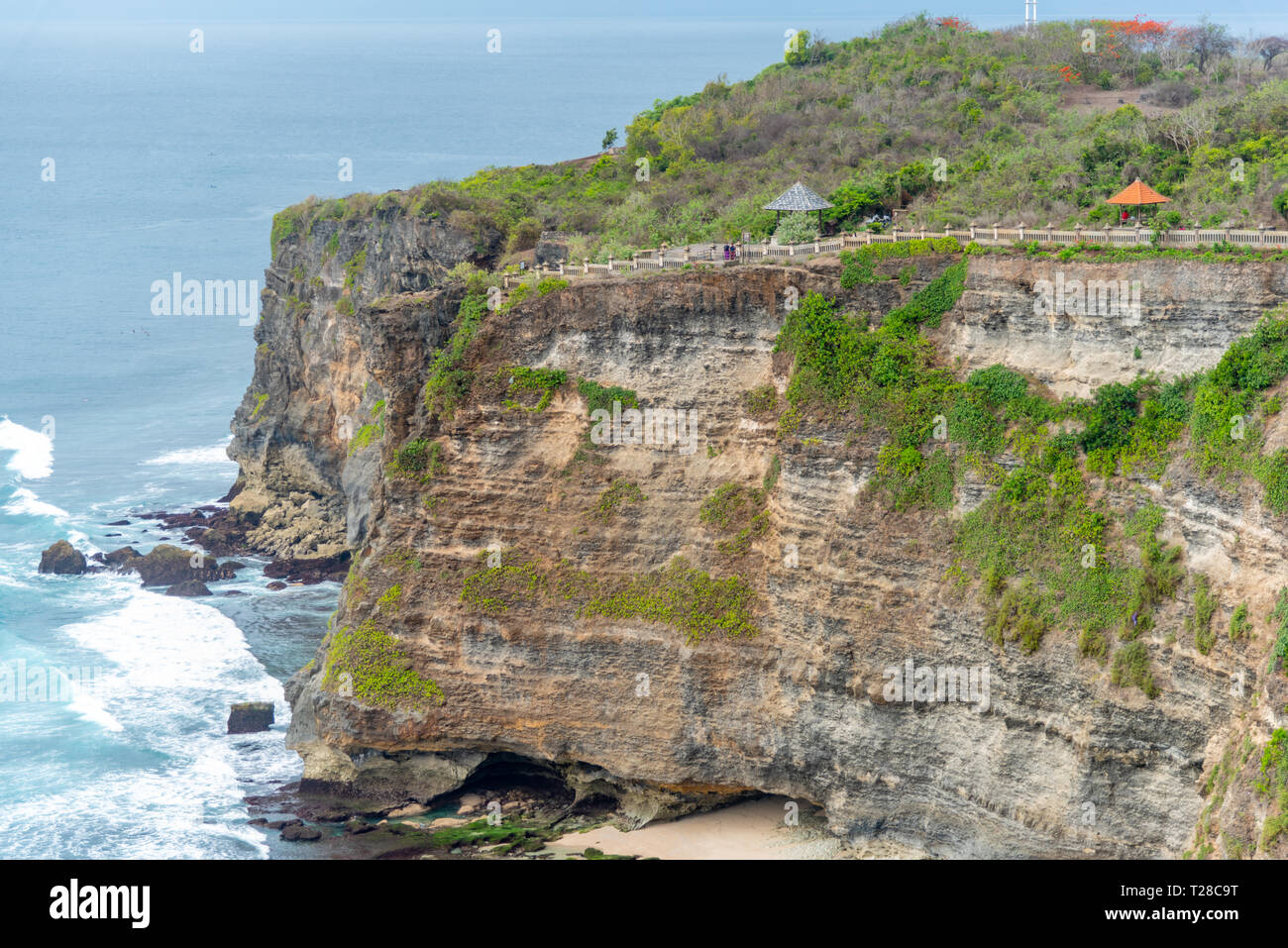 Uluwatu Temple cliff faced rugged coast Uluwatu, Bali / Indonesia - 11/07/2018 Stock Photo