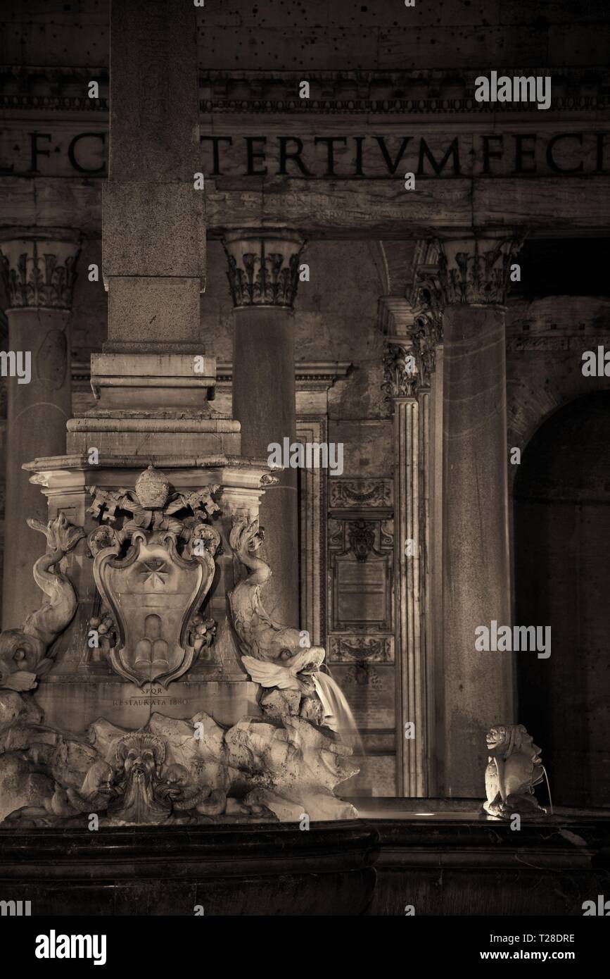 Pantheon at night with fountain. It is one of the bestpreserved
