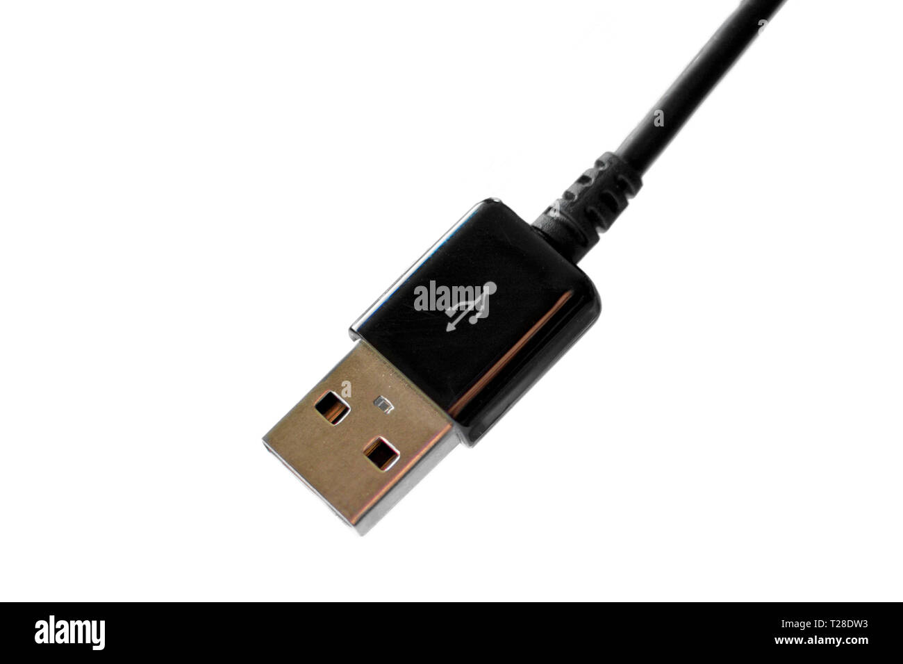 Black Universal Serial Bus USB cable isolated on white background Stock Photo